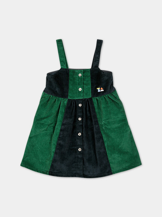 Vestito multicolor per bambina in velluto,Bobo Choses,223AC110