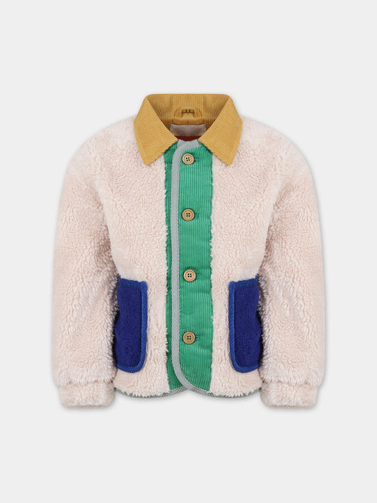 Ecopelliccia avorio per bambini con logo,Bobo Choses,223AC128