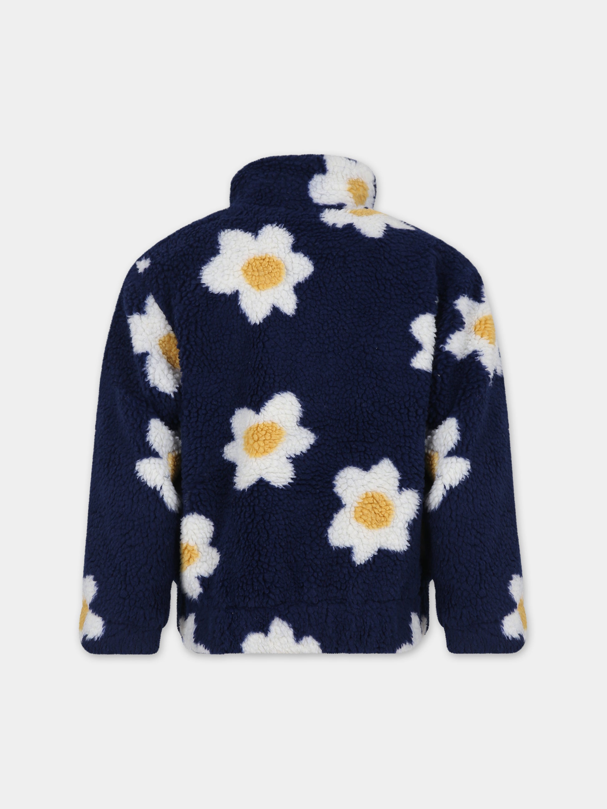 Ecopelliccia blu per bambina con stampa fiori,Bobo Choses,223AC127