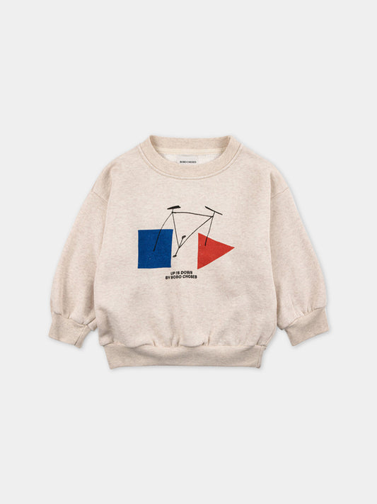 Ivory sweatshirt for kids with print and logo,Bobo Choses,223AC036