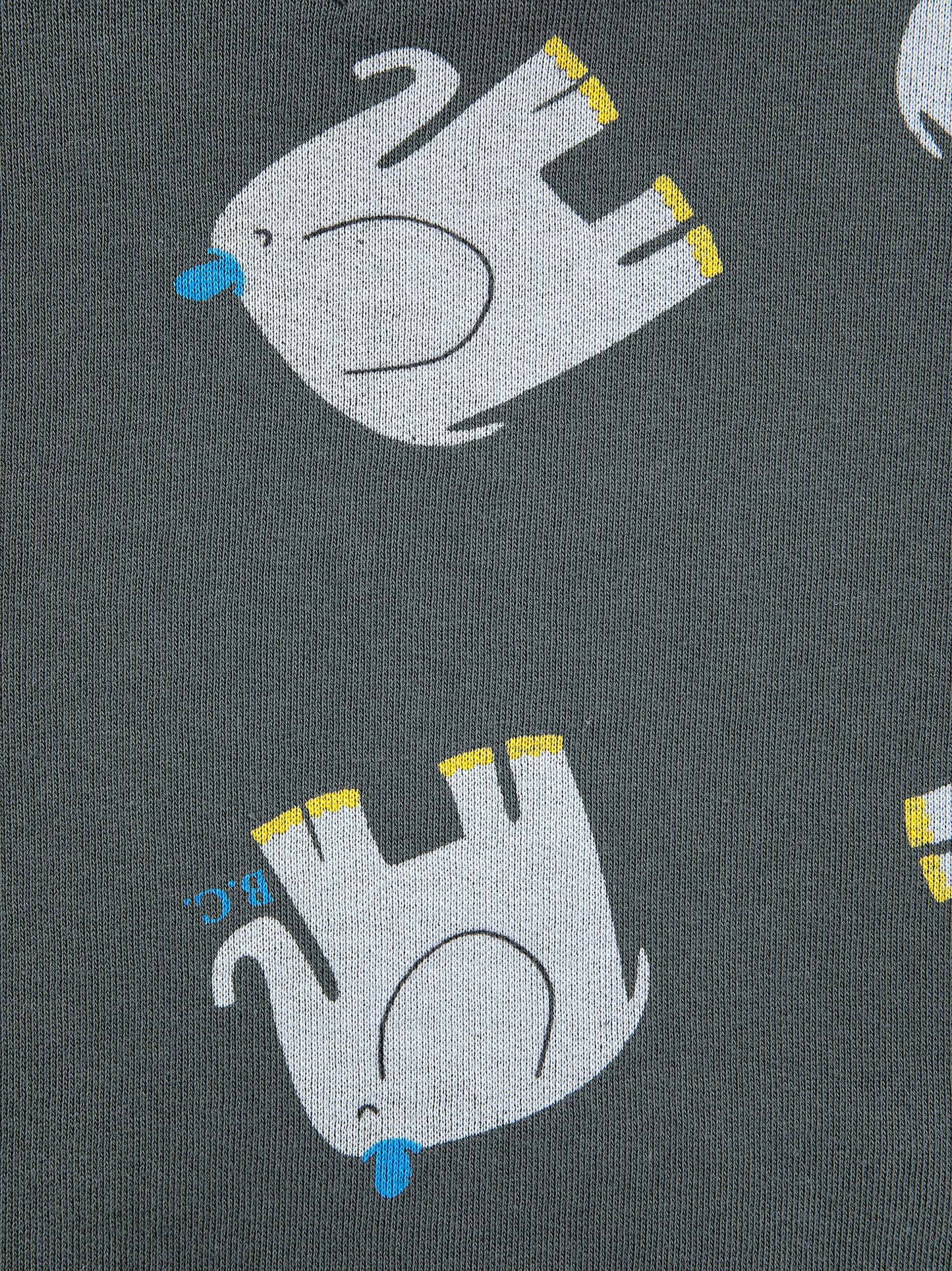Felpa grigia per bambino con stampa elefanti,Bobo Choses,223AC052