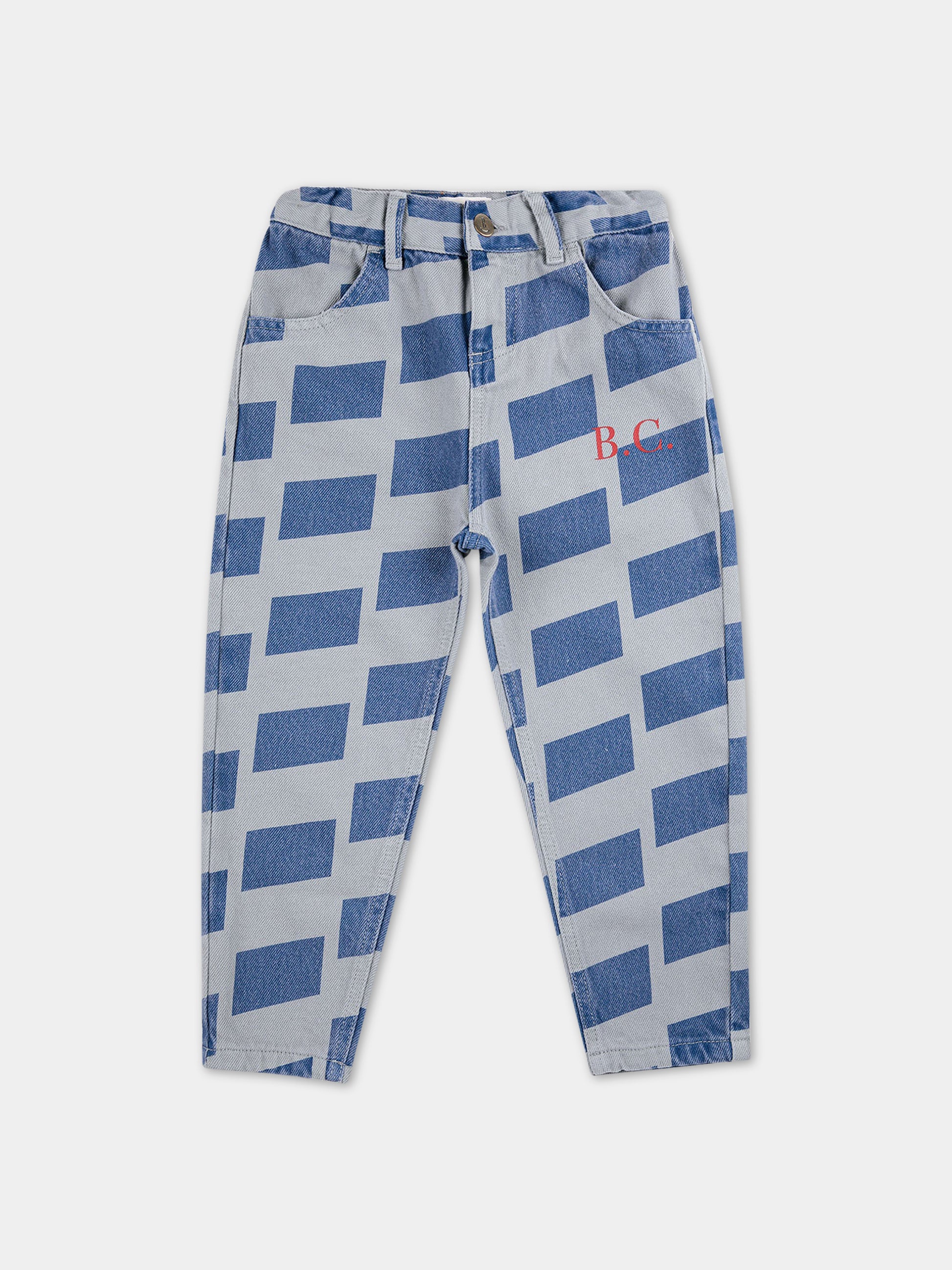 Jeans per bambini con stampa quadrati all-over,Bobo Choses,223AC084