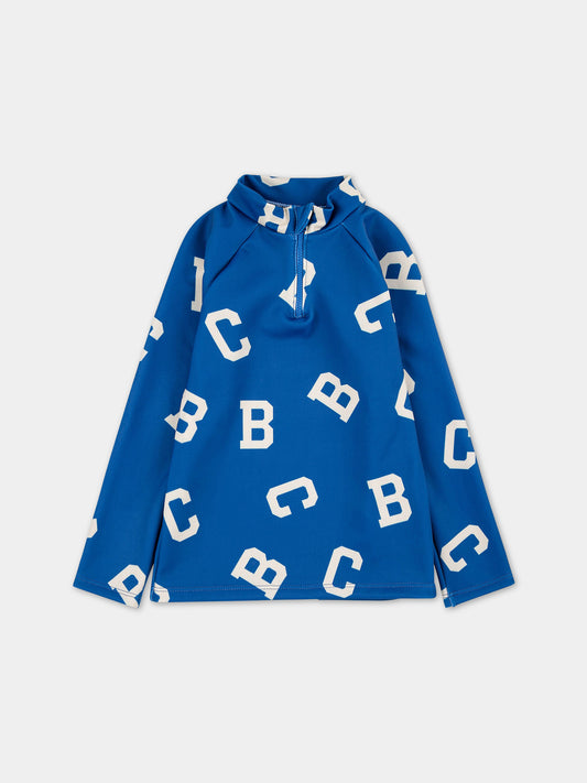 T-shirt blu per bambini con stampa all-over,Bobo Choses,223AC027