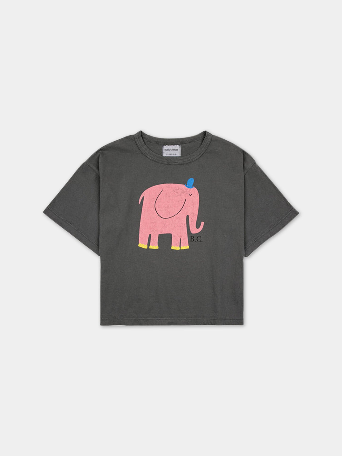 T-shirt grigia per bambina con stampa elefante,Bobo Choses,223AC001