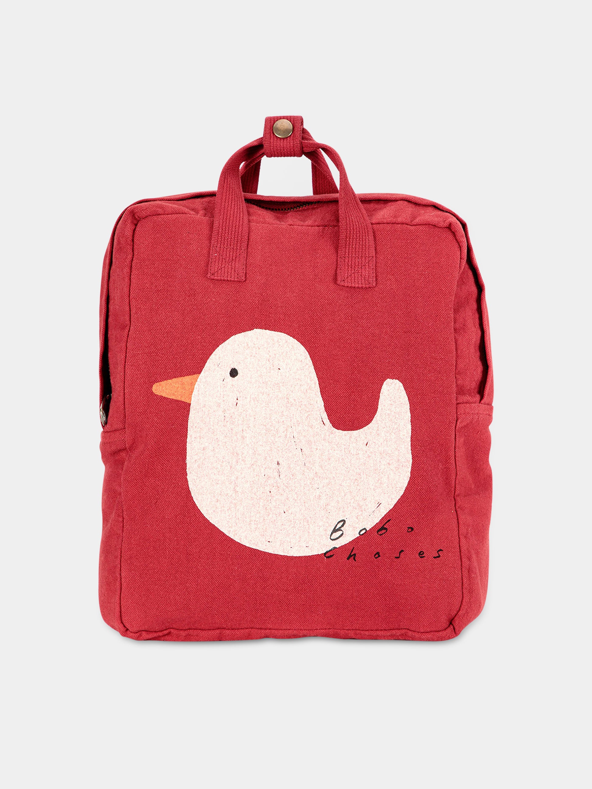 Zaino rosso per bambini con stampa papera,Bobo Choses,223AI006