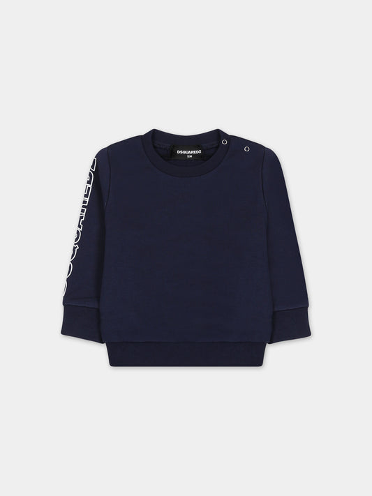 Sweat-shirt bleu pour bébé garçon avec logo