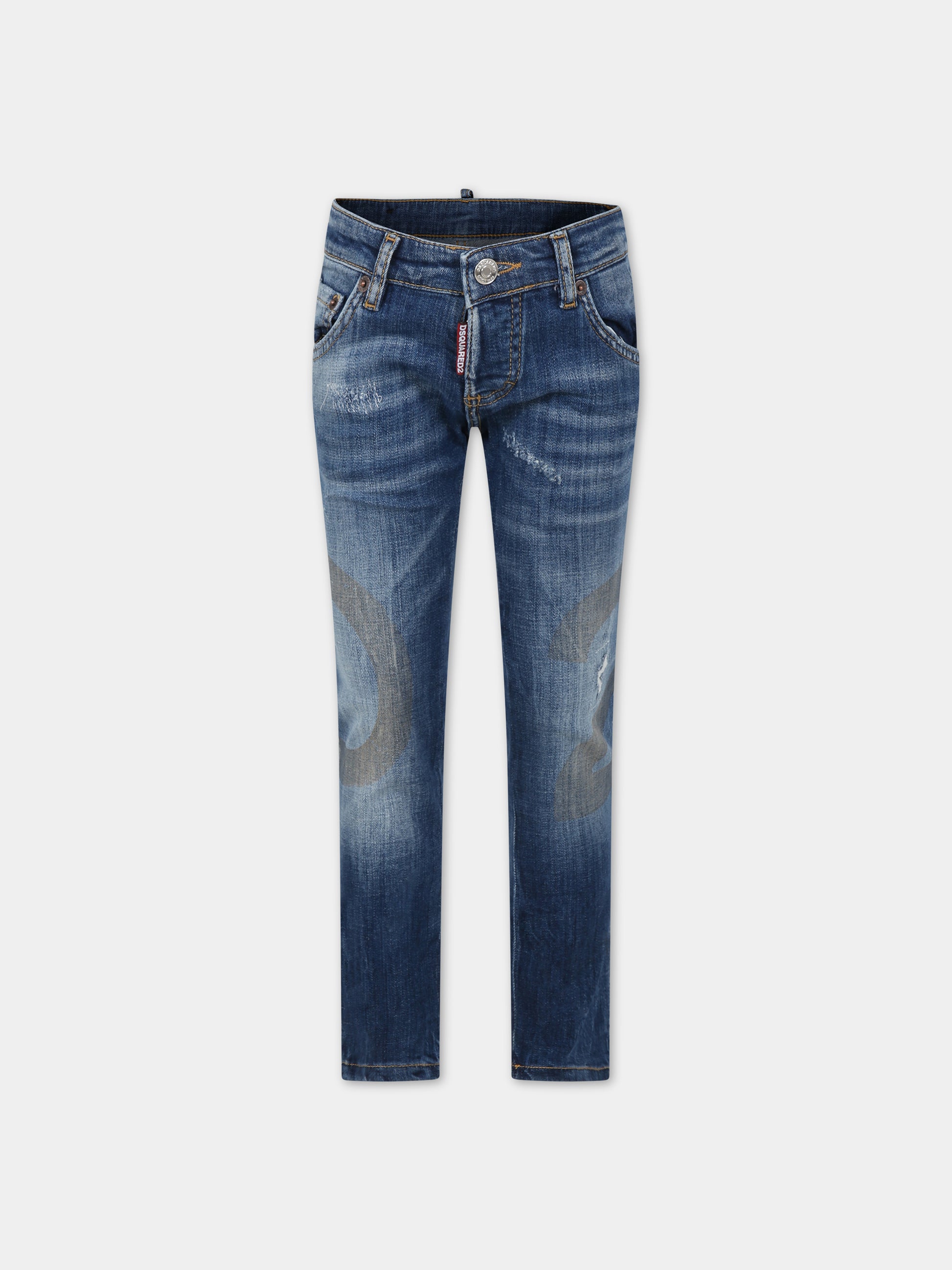 Jeans blu per bambino con logo,Dsquared2,DQ01Q3 D0A5R DQ01