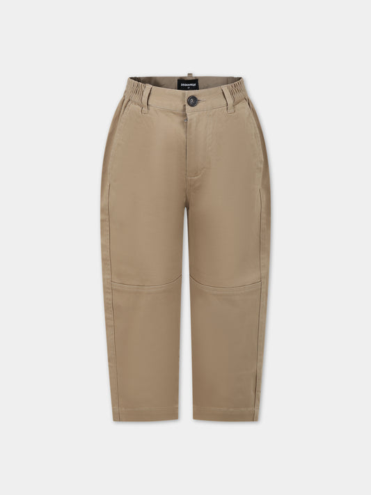 Pantaloni beige per bambino con logo,Dsquared2,DQ1922 D0093 DQ710