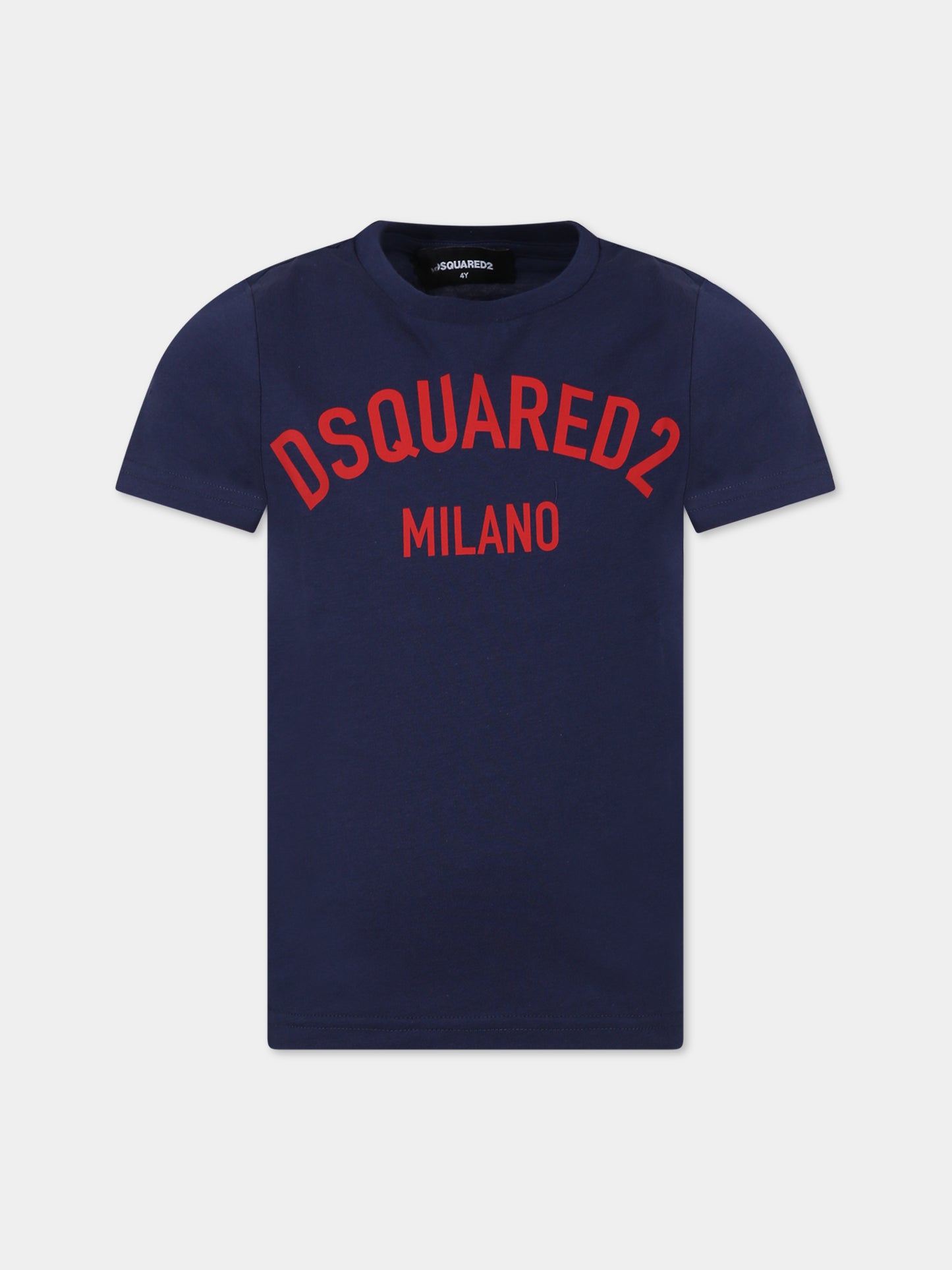 T-shirt blu per bambino con logo,Dsquared2,DQ1983 D00MV DQ875