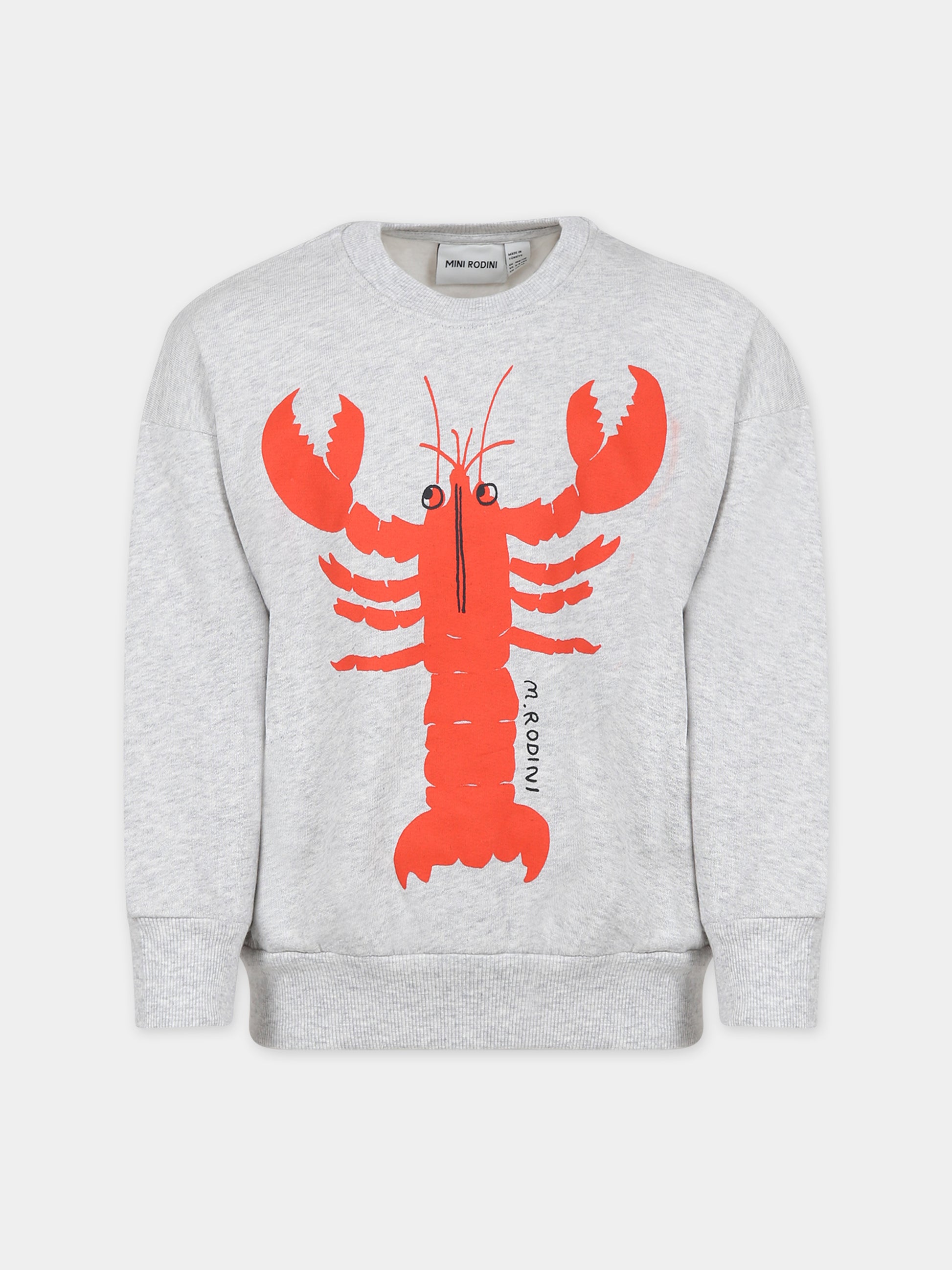 Felpa grigia per bambini con stampa aragosta,Mini Rodini,2372014594