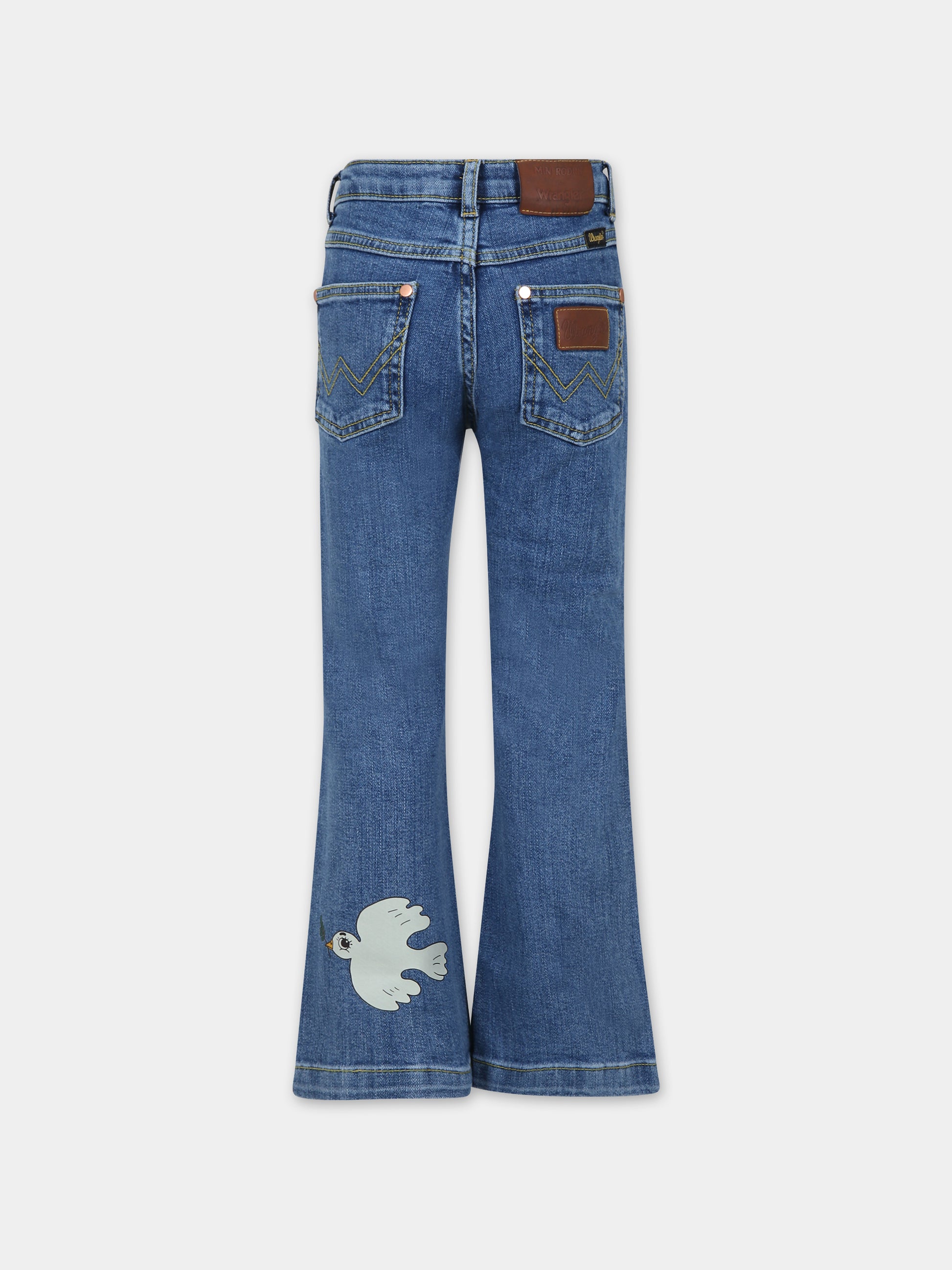 Jeans blu per bambina con colombe,Mini Rodini,2383010160