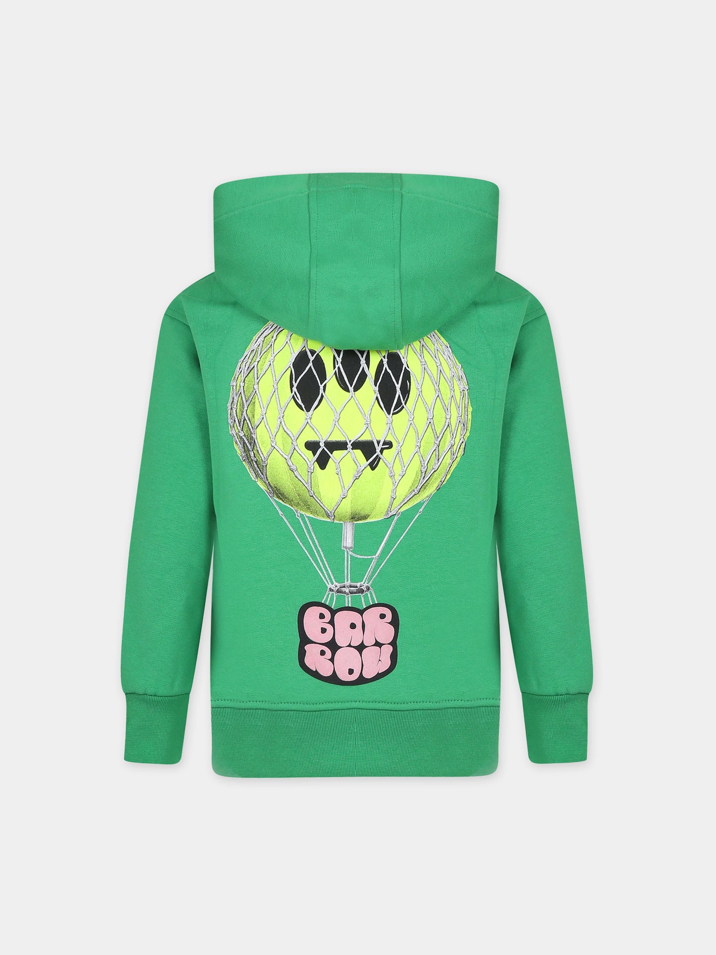 Felpa verde per bambini con logo e smile,Barrow,F3BKJUHS071 BW012