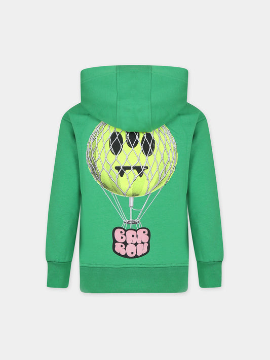 Felpa verde per bambini con logo e smile,Barrow,F3BKJUHS071 BW012