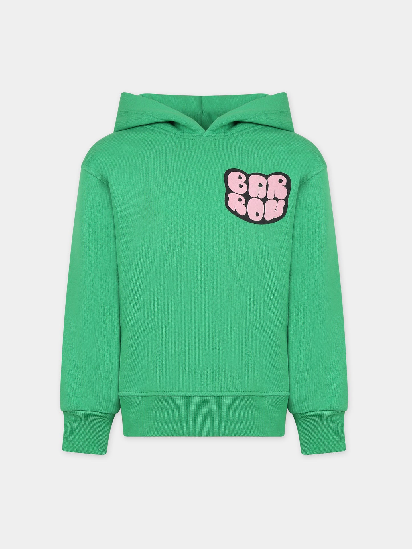 Felpa verde per bambini con logo e smile,Barrow,F3BKJUHS071 BW012