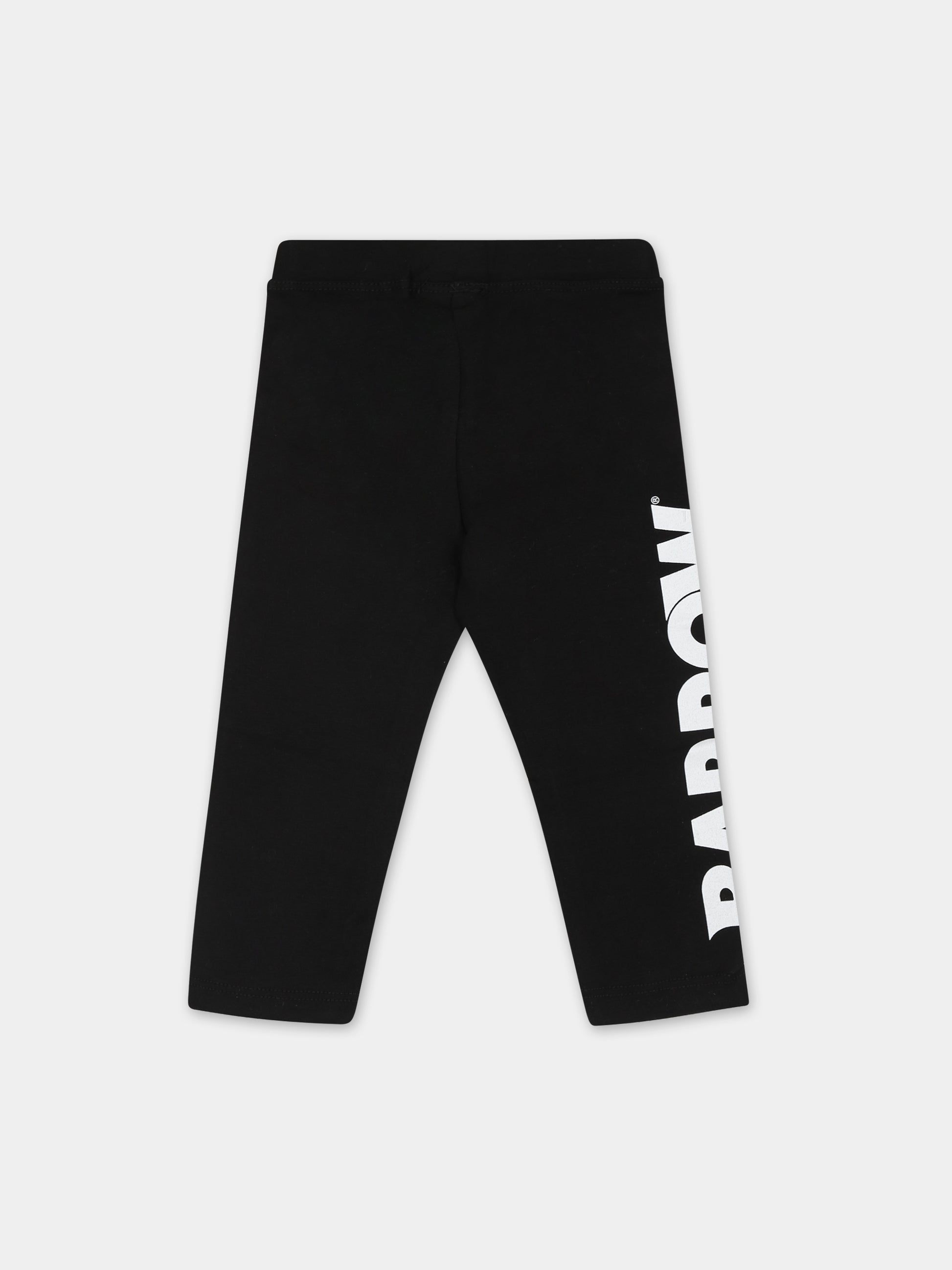 Leggings neri per neonata con smile e logo,Barrow,F3BKNGLG116 110