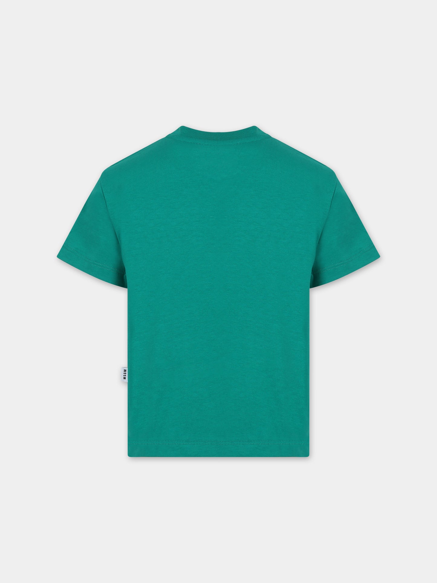 T-shirt verde per bambini con logo,Msgm Kids,F3MSJUTH010 080