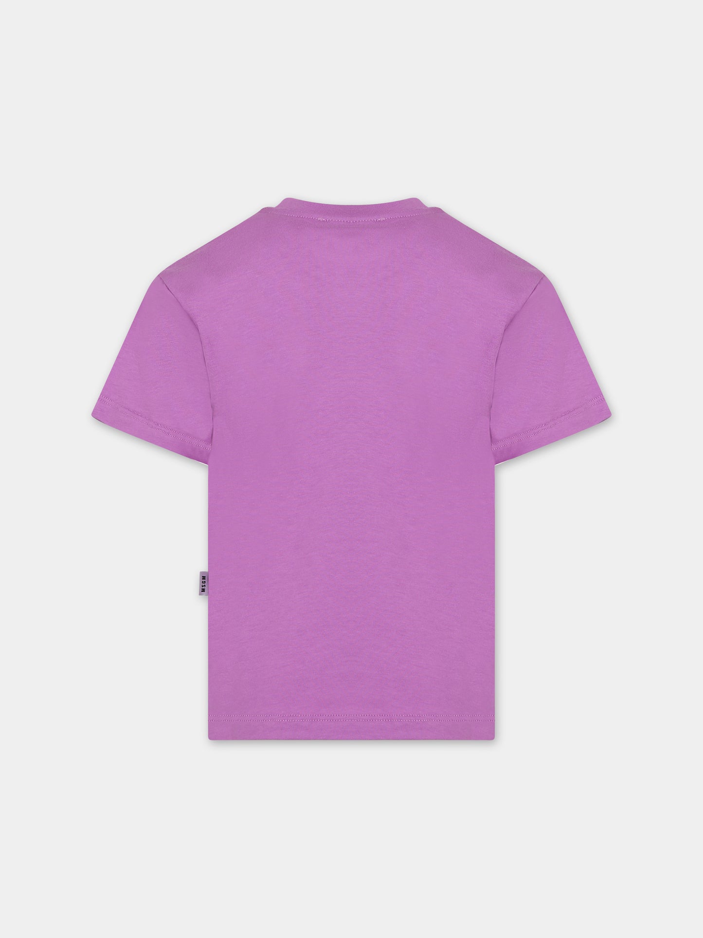T-shirt viola per bambina con logo,Msgm Kids,F3MSJUTH205 071