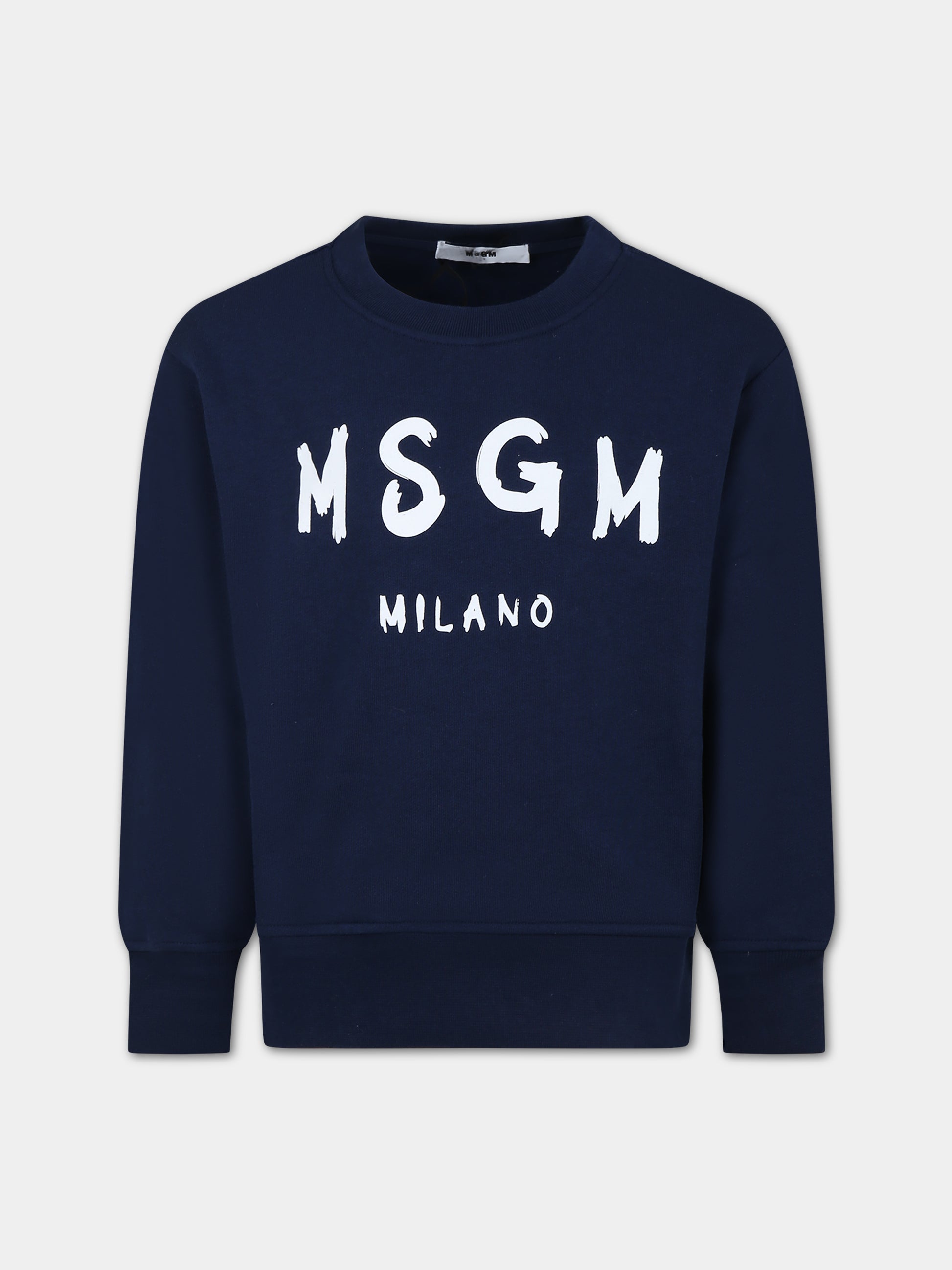 Felpa blu per bambini con logo,Msgm Kids,F3MSJUSW022 060