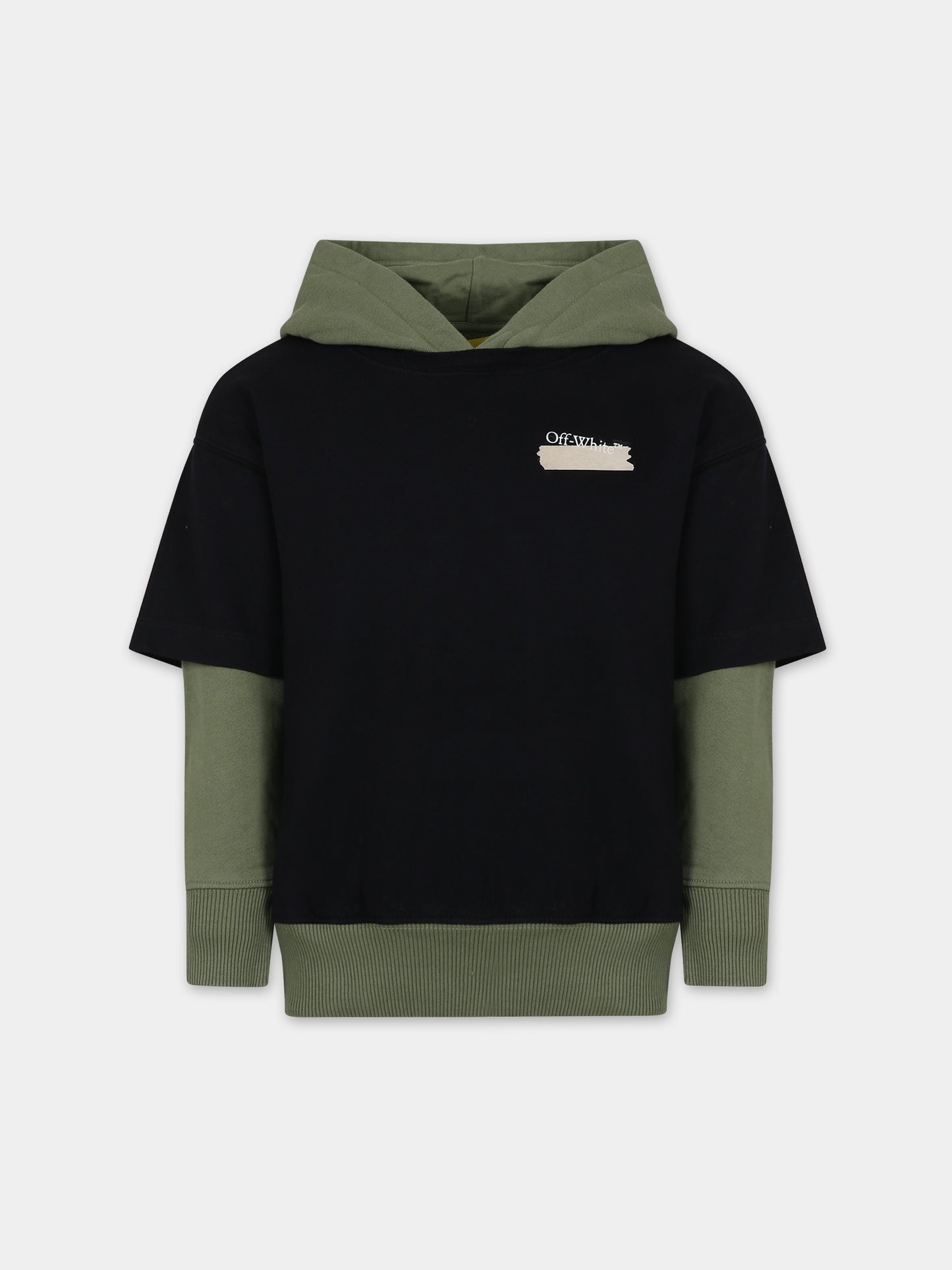 Felpa nera per bambino con logo,Off White,OBBB006F23FLE0021001