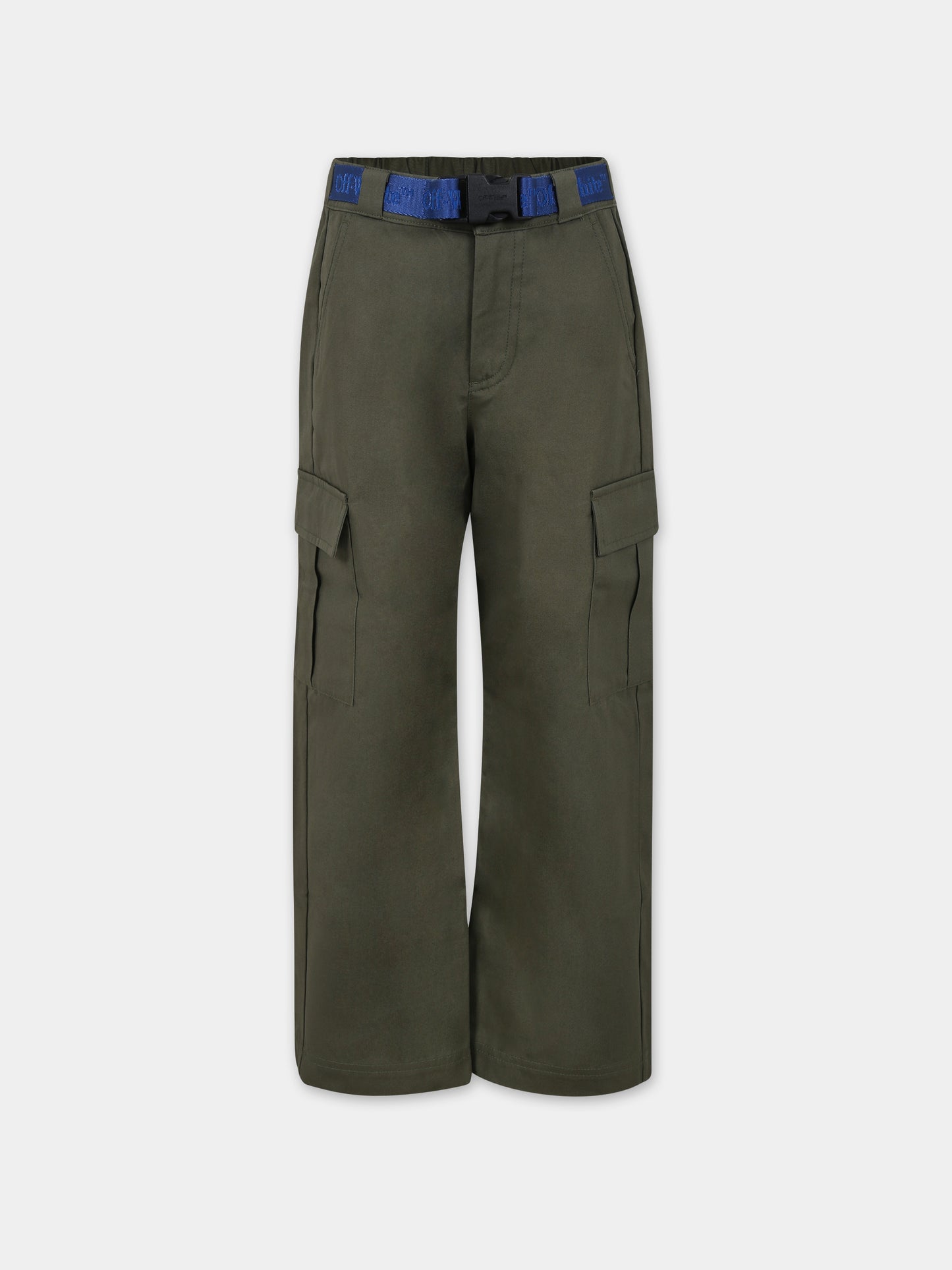 Pantalone casual verde per bambino,Off White,OBCF005F23FAB0015645