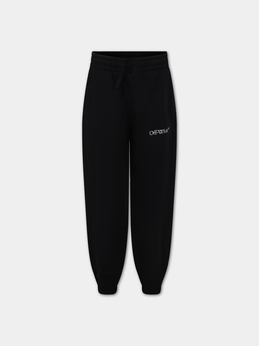 Pantaloni neri per bambino con logo,Off White,OBCH001F23FLE0021001
