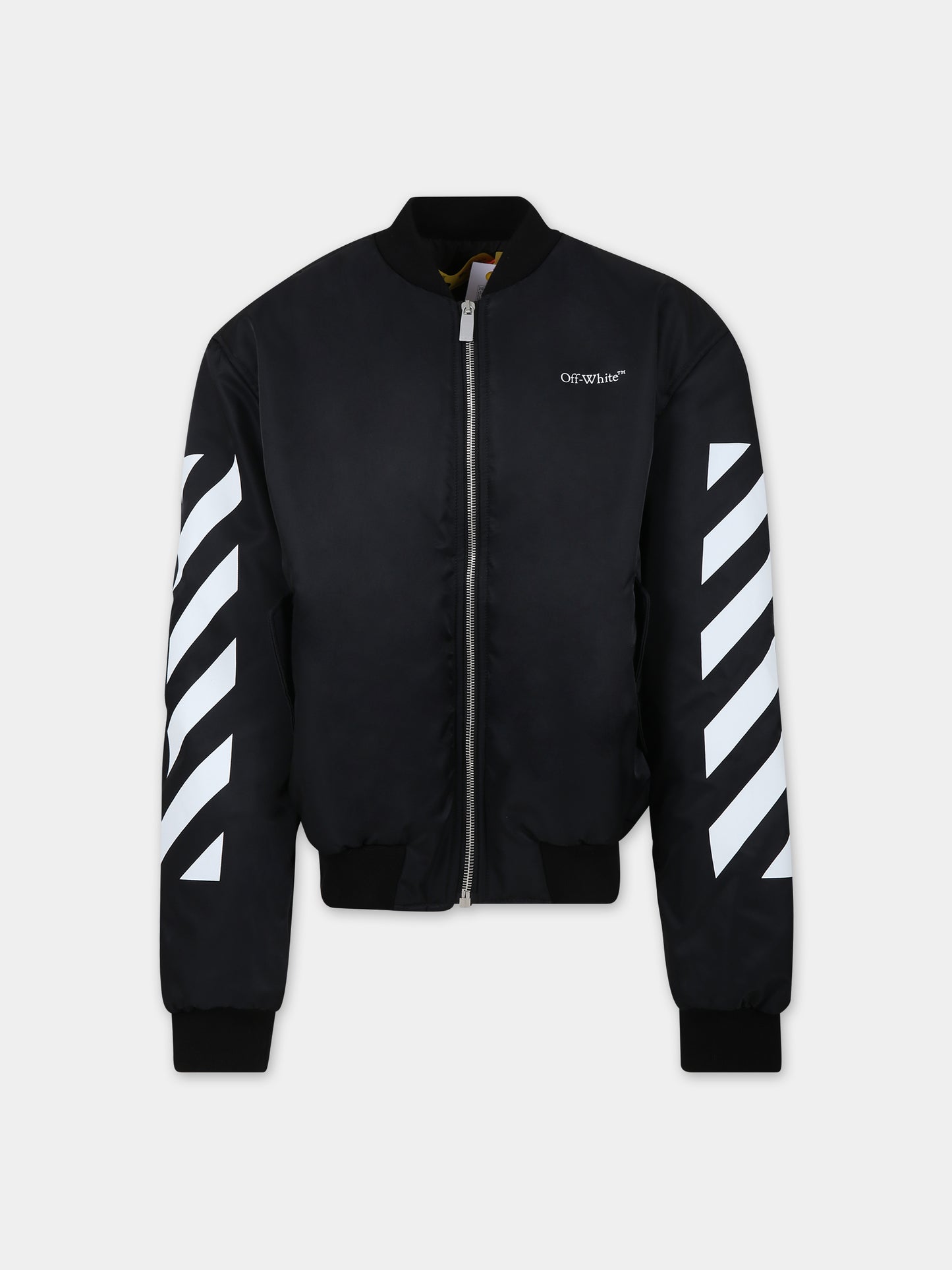 Bomber nero per bambino con logo,Off White,OBEH002F23FAB0011001