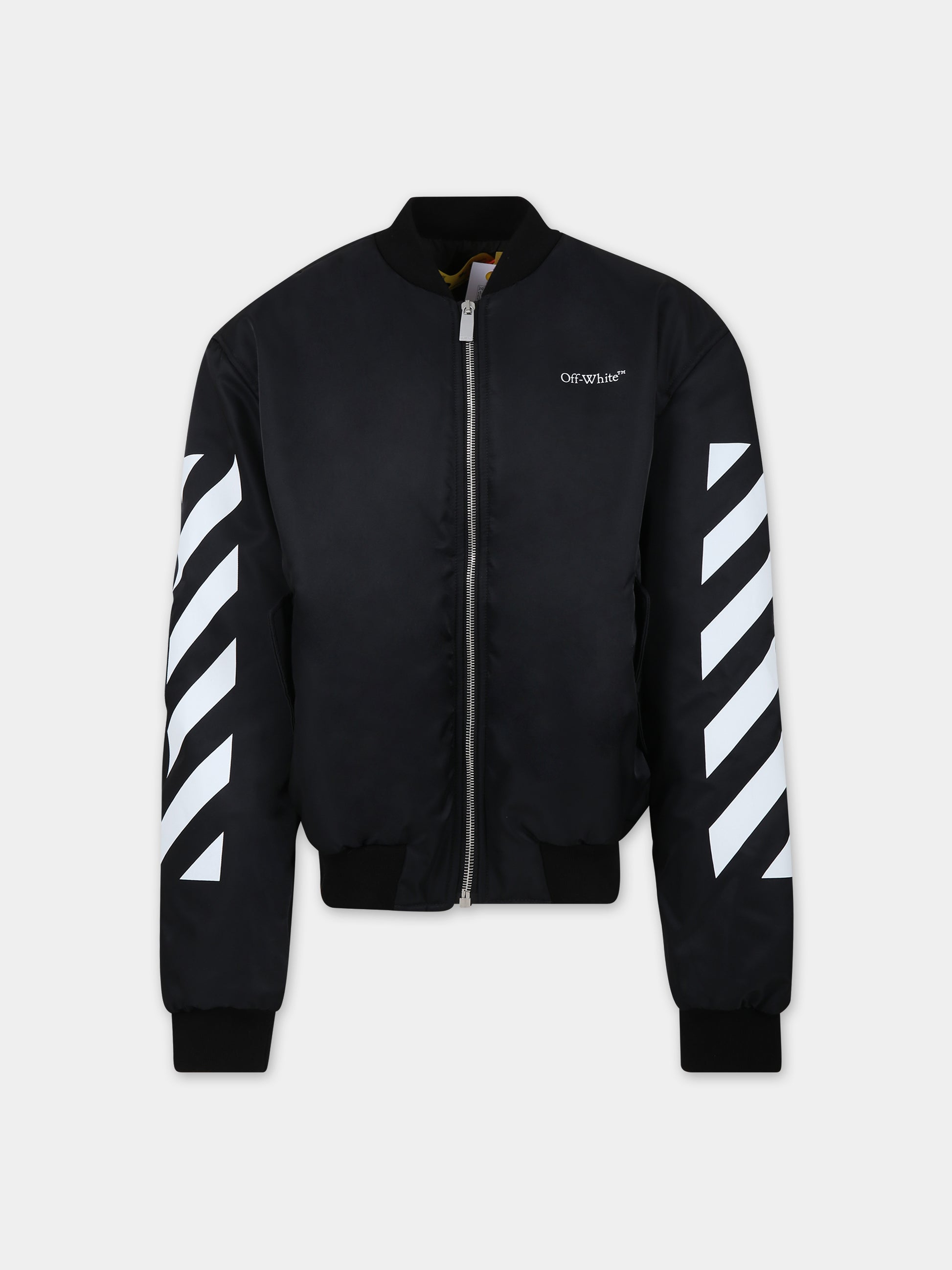 Bomber nero per bambino con logo,Off White,OBEH002F23FAB0011001