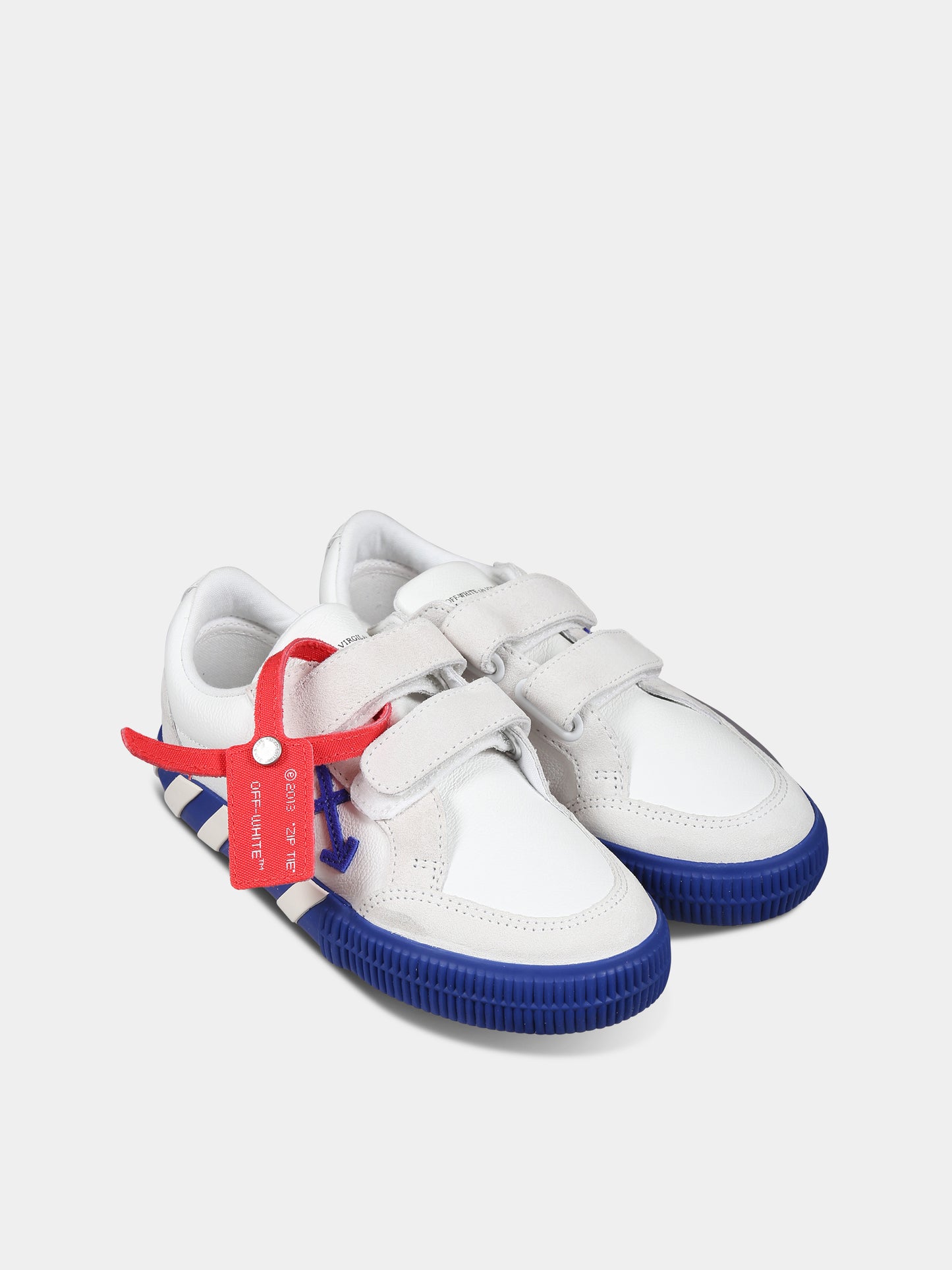 Sneakers basse bianche per bambini con iconica freccia,Off White,OBIA005F23LEA0010169