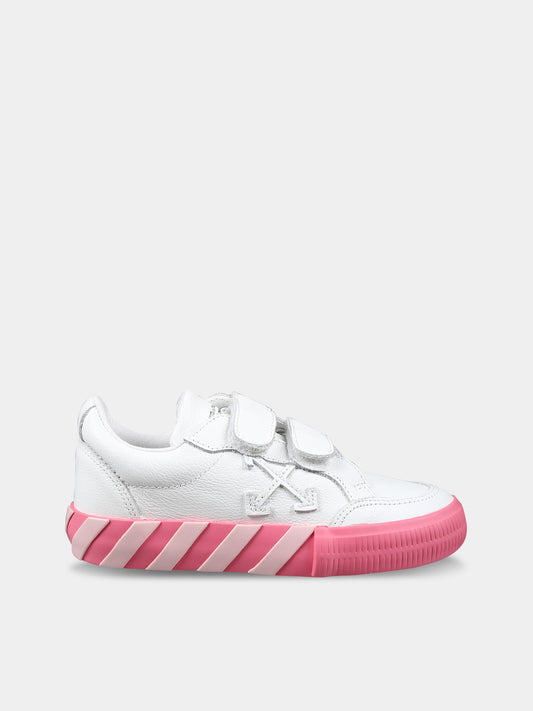 Sneakers basse bianche per bambina con iconica freccia,Off White,OGIA003F23LEA0010130