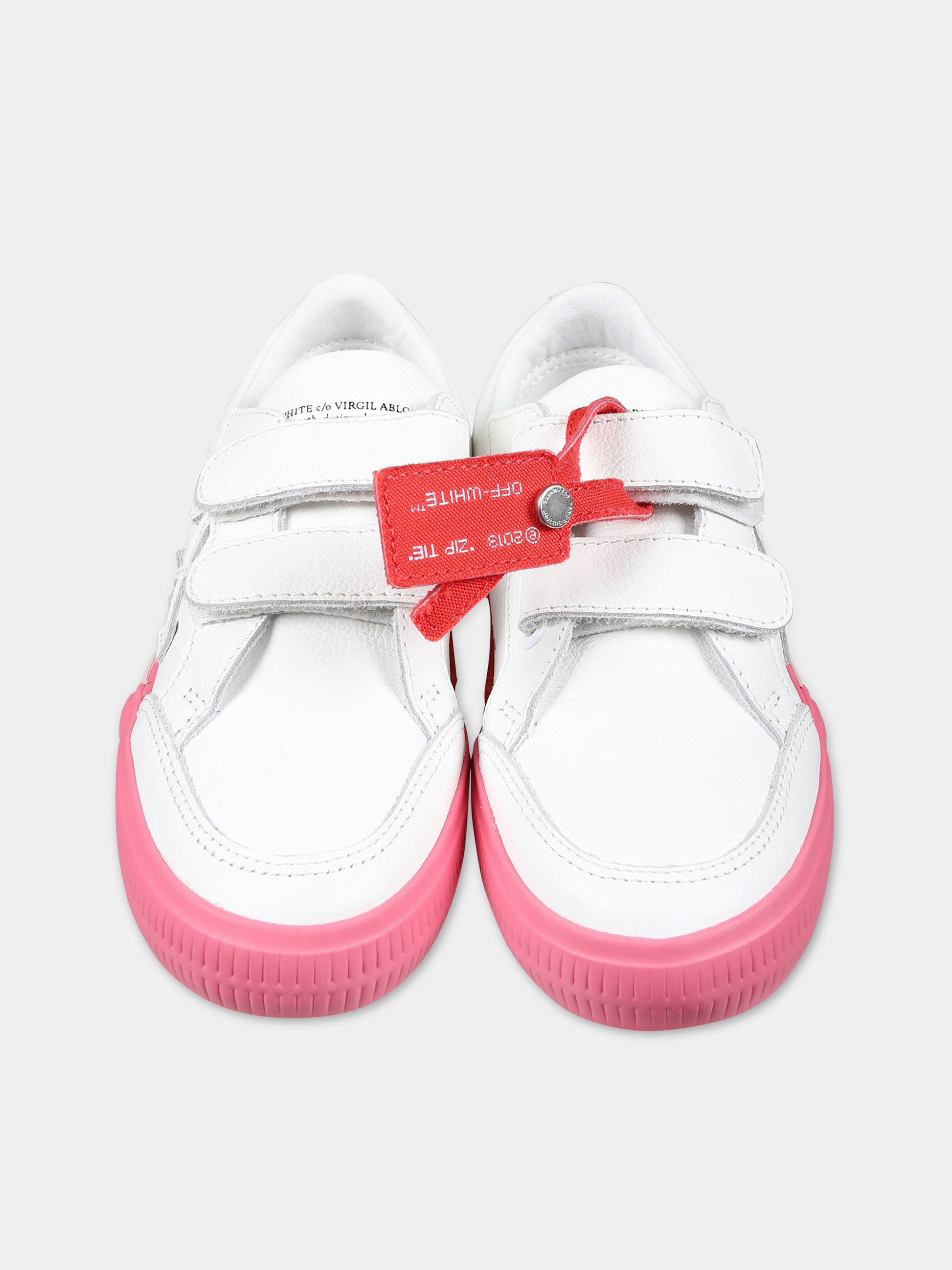 Sneakers basse bianche per bambina con iconica freccia,Off White,OGIA003F23LEA0010130