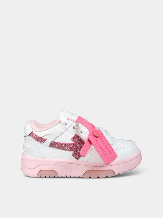 Sneakers basse bianche per bambina con iconica freccia,Off White,OGIA007F23LEA0030130