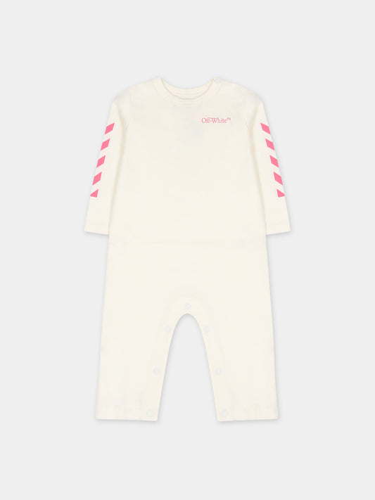 Tutina bianca per neonata con logo,Off White,OGXG001F23JER0010332