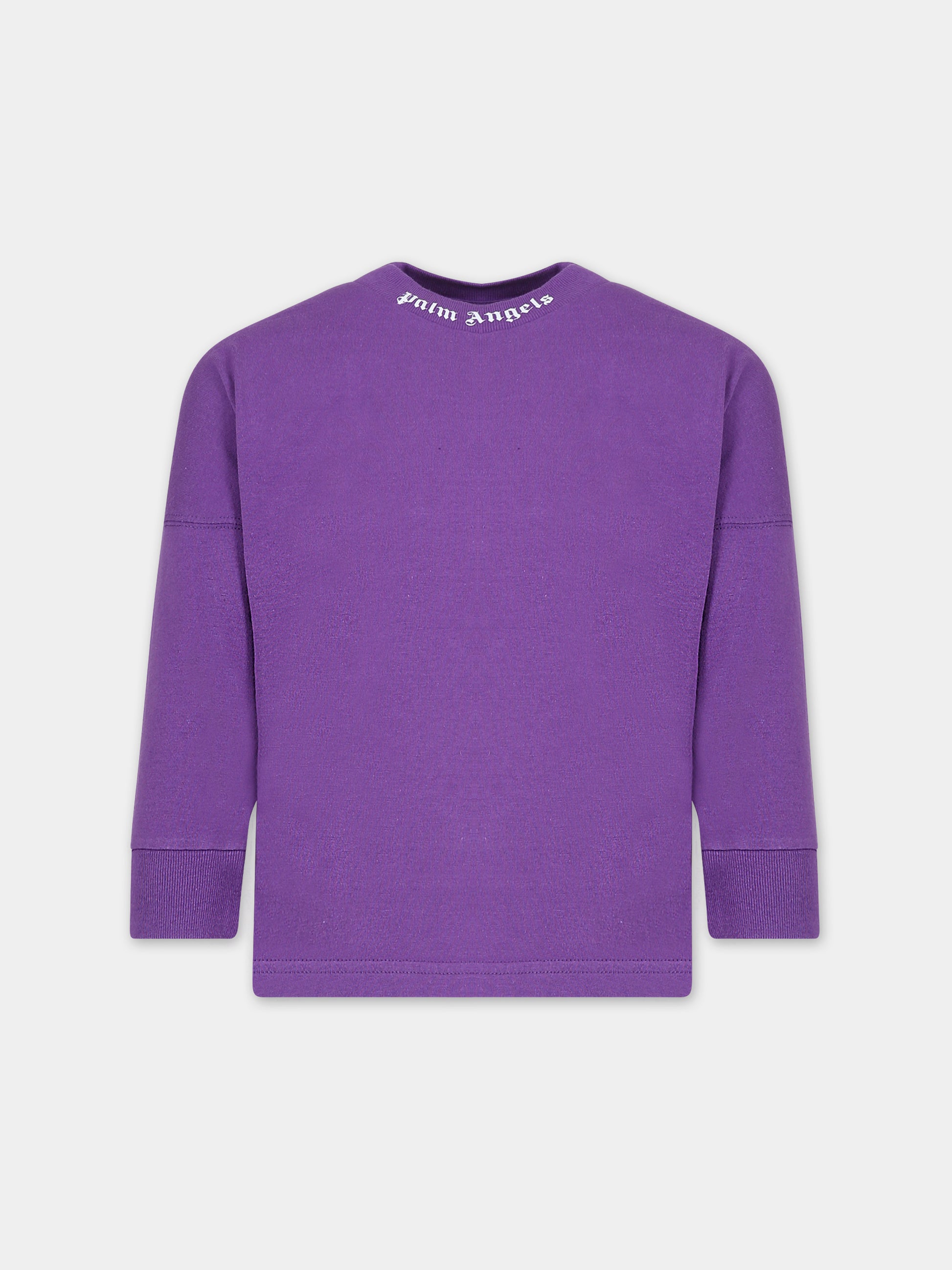 T-shirt viola per bambini con logo,Palm Angels,PBAB005C99JER0013701