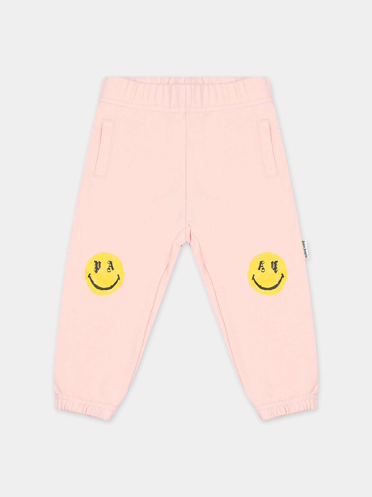 Pantaloni rosa per neonata con smile,Palm Angels,PGXD002F23FLE0033315