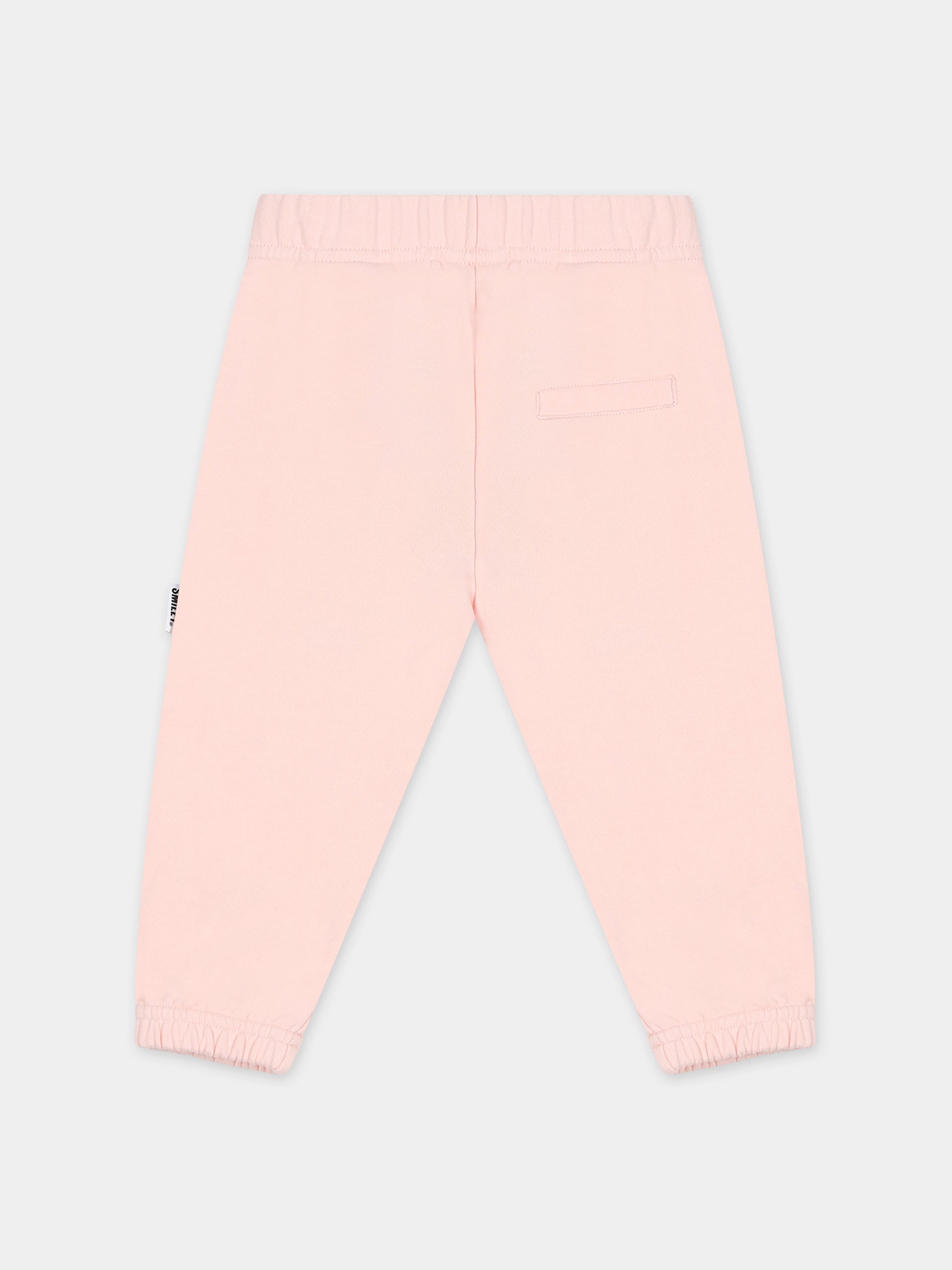 Pantaloni rosa per neonata con smile,Palm Angels,PGXD002F23FLE0033315