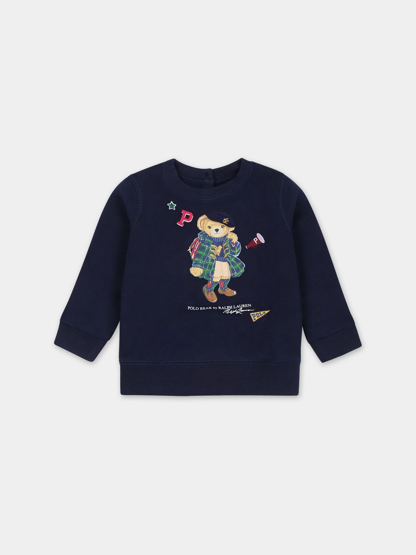 Felpa blu per neonata con orso,Ralph Lauren Kids,916768002