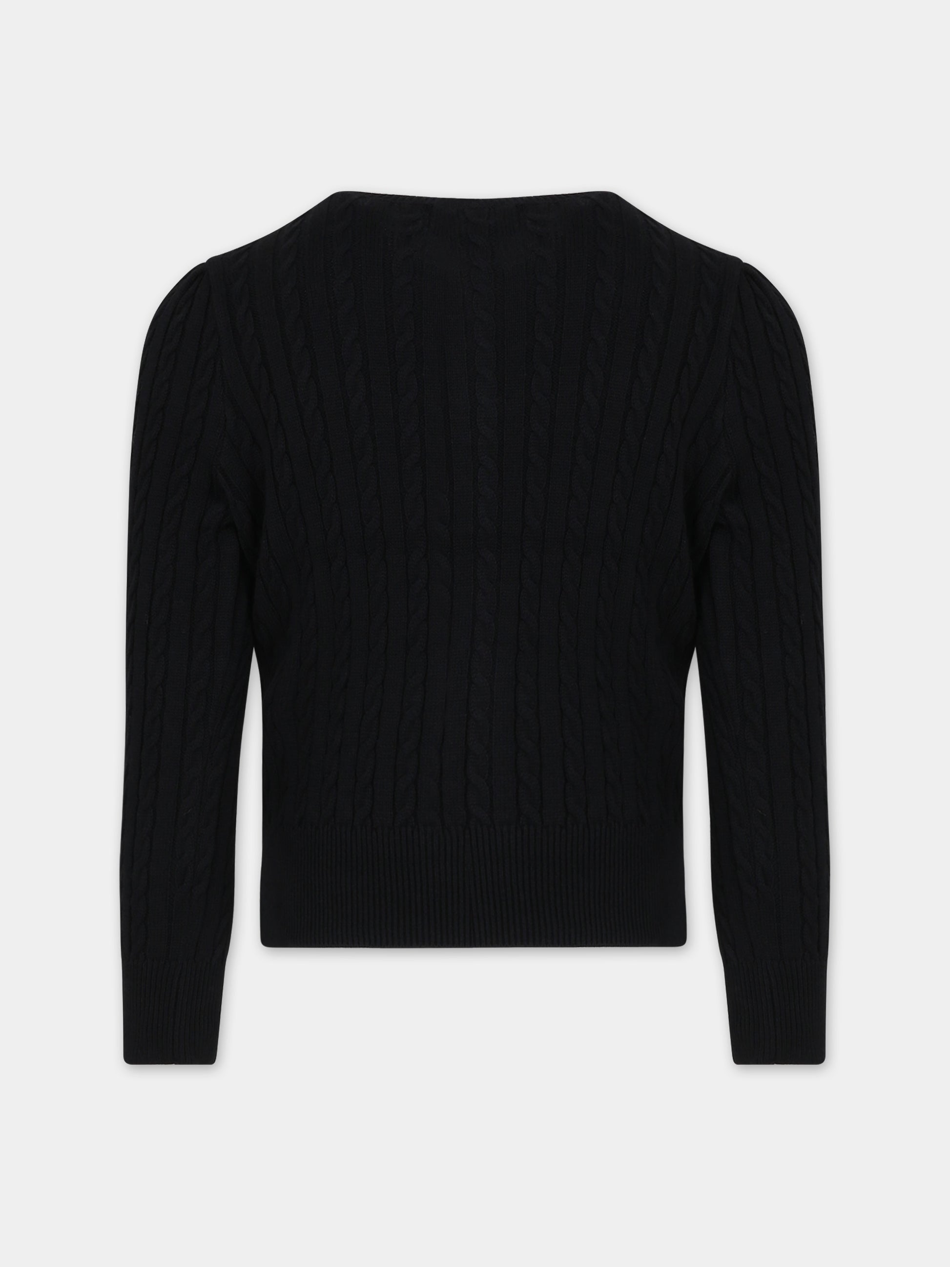 Cardigan blu per bambina con orso,Ralph Lauren Kids,919829002