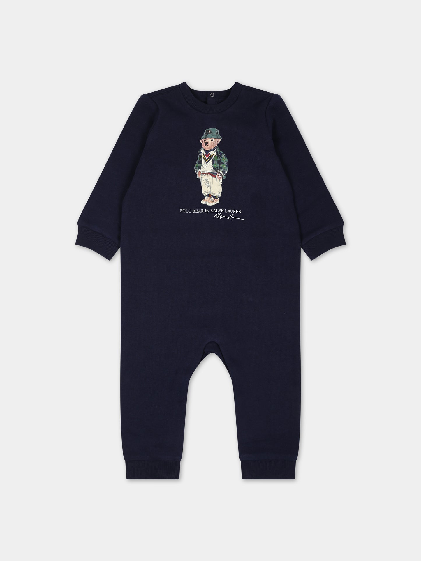 Tutina blu per neonato con orso e logo,Ralph Lauren Kids,920333001