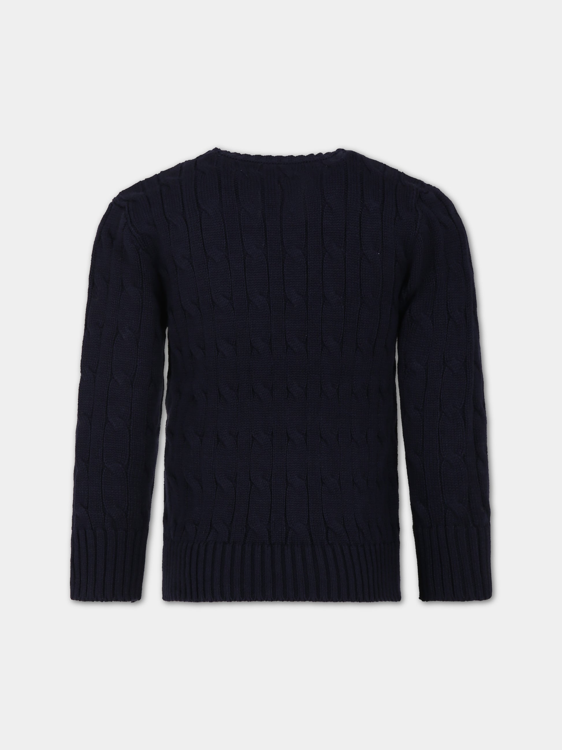 Maglione blu per bambino con cavallino,Ralph Lauren Kids,702674042