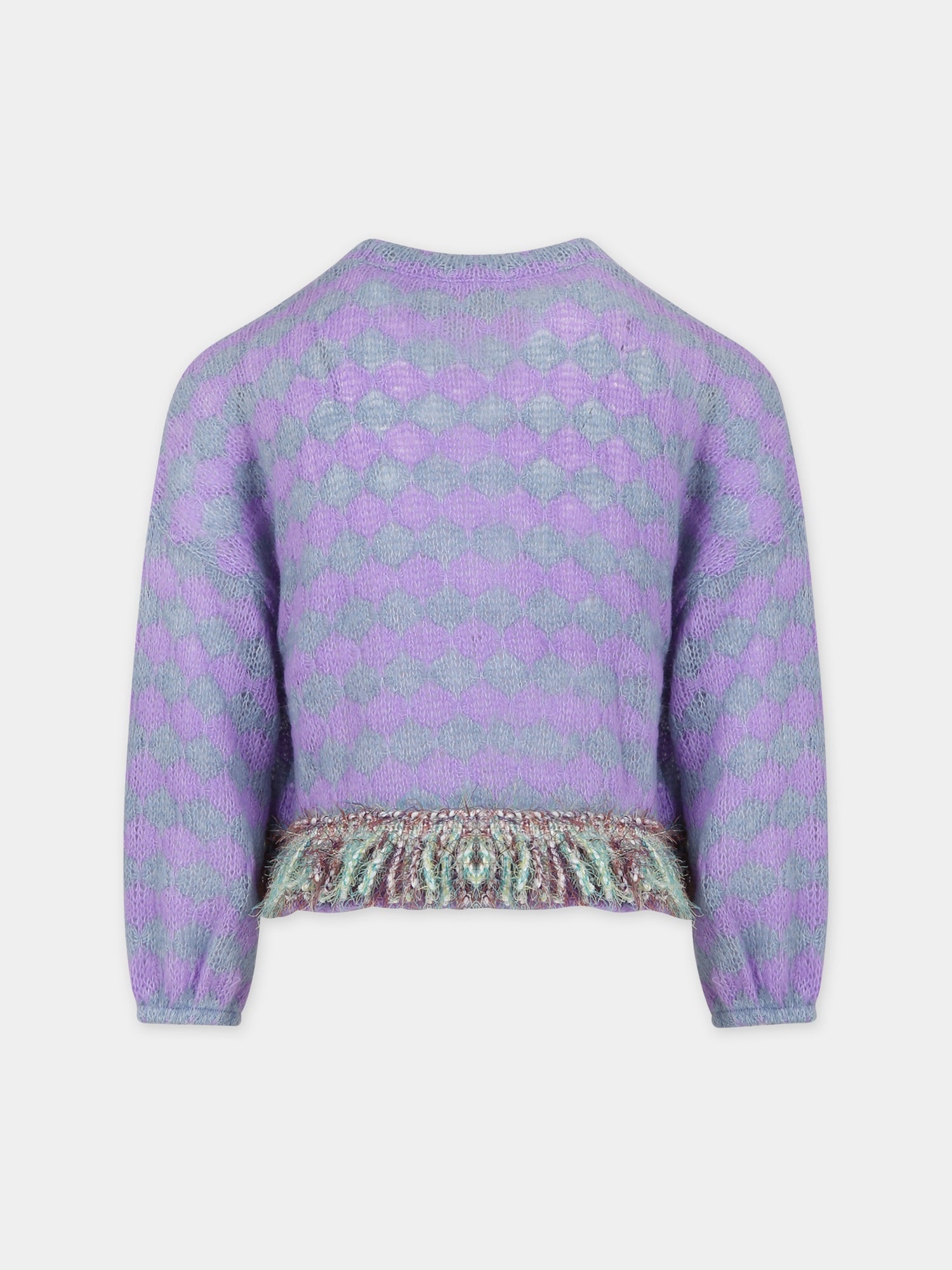 Maglione viola per bambina con frange,Caffe' D'orzo,ZT9A00 Q0014 522GR