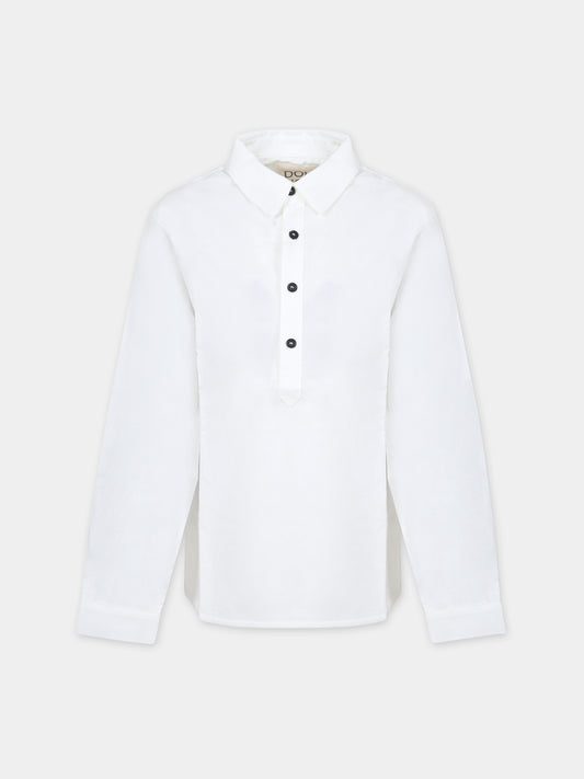 Camicia bianca per bambina con logo,Douuod Kids,DT5P00 P0342 100