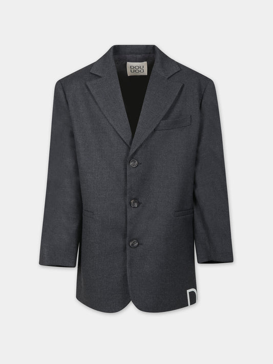 Giacca grigia per bambina con logo,Douuod Kids,DT2P14 I0111 811