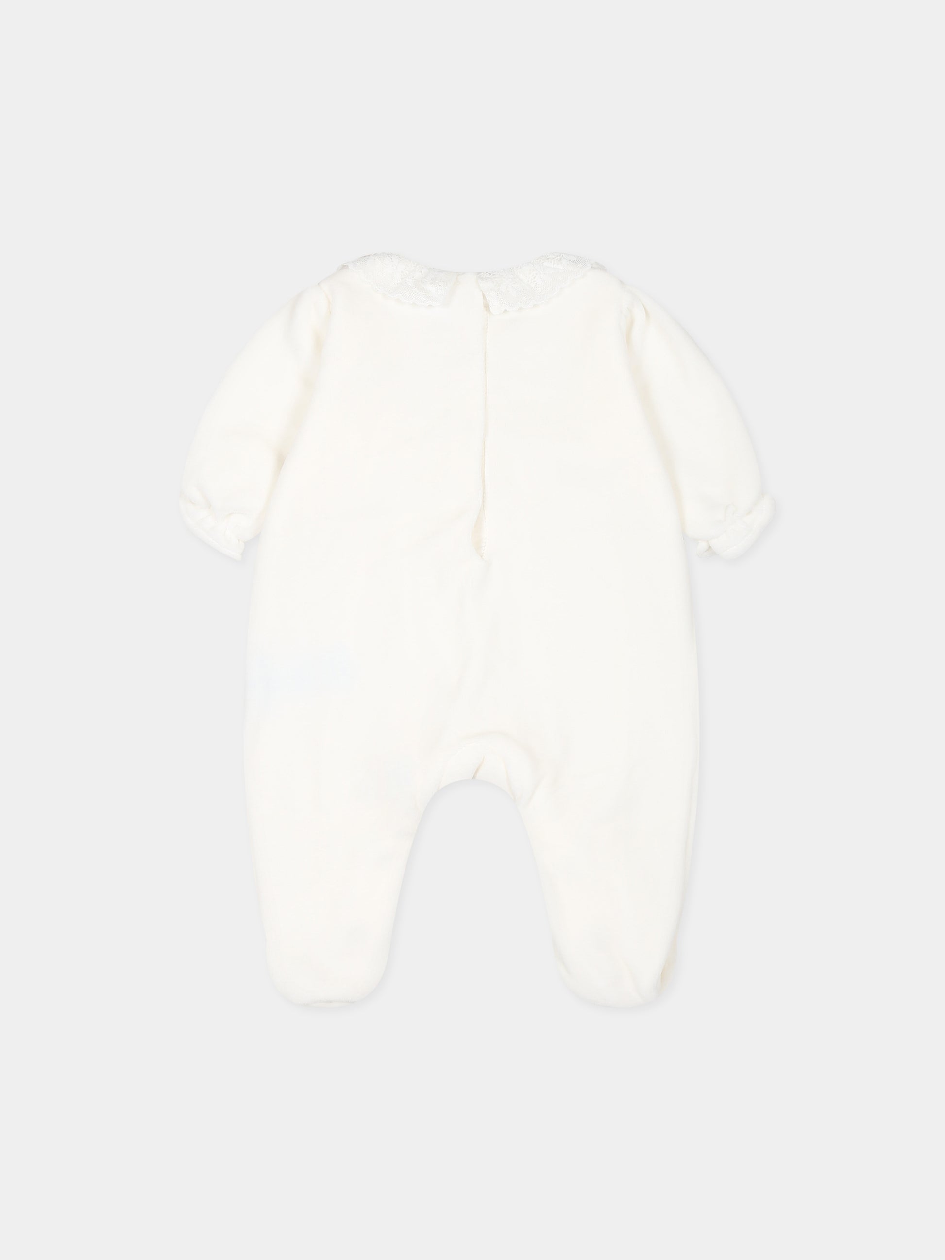 Tutina avorio per neonata con logo e ricami,Tartine Et Chocolat,TX54060-13