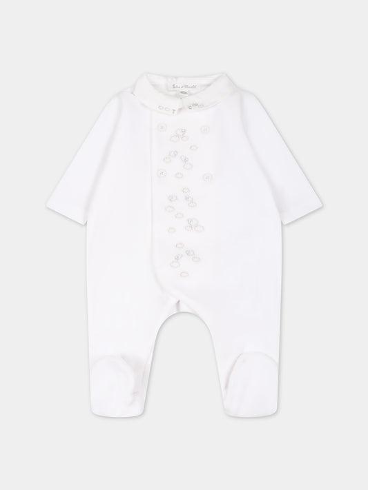 Tutina bianca per neonati con logo,Tartine Et Chocolat,TX54070-01