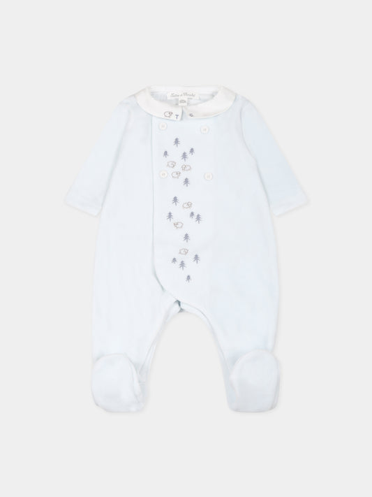 Tutina celeste per neonato con logo,Tartine Et Chocolat,TX54070-41