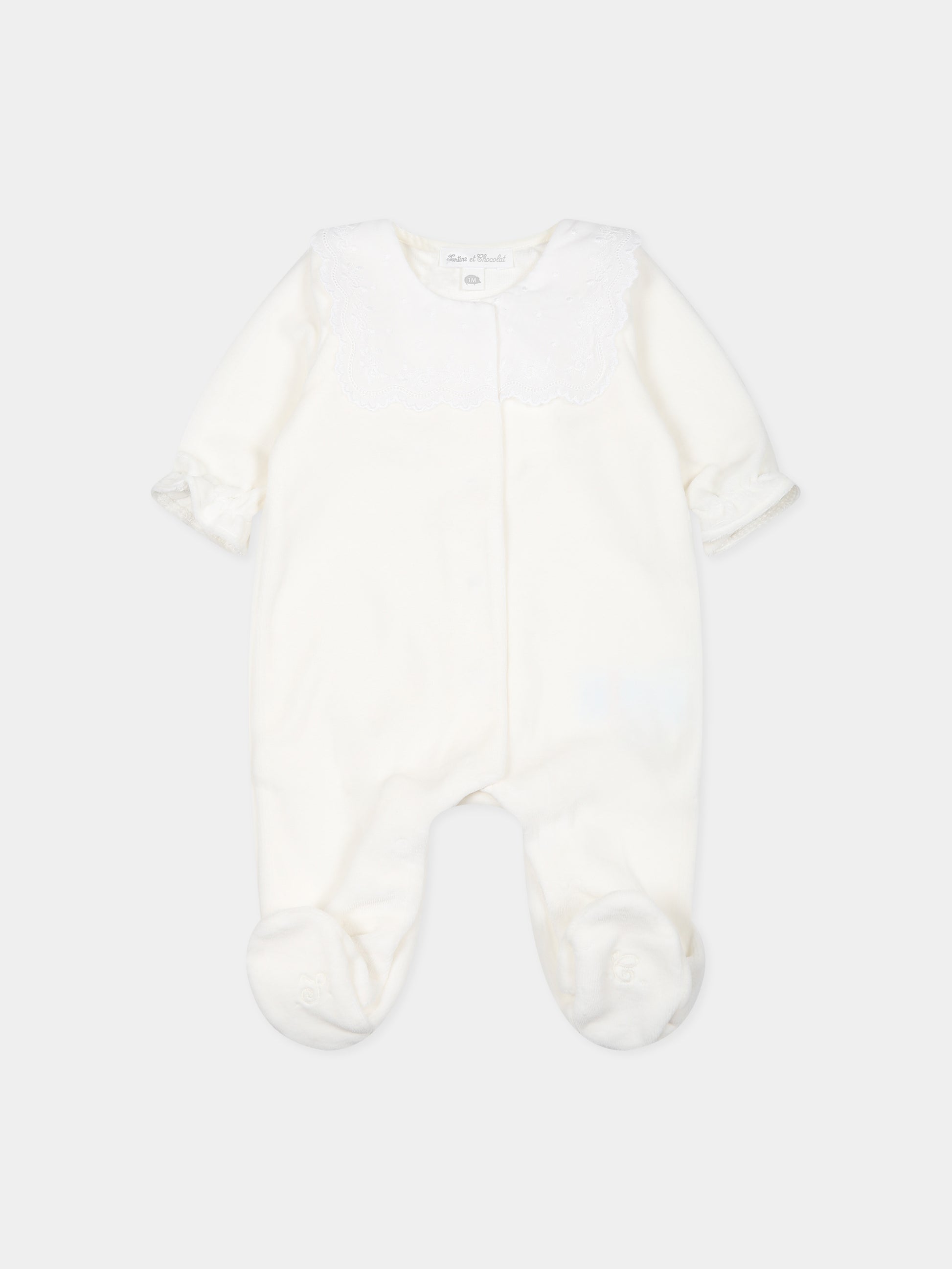 Tutina avorio per neonati con ricami,Tartine Et Chocolat,TX54000-13