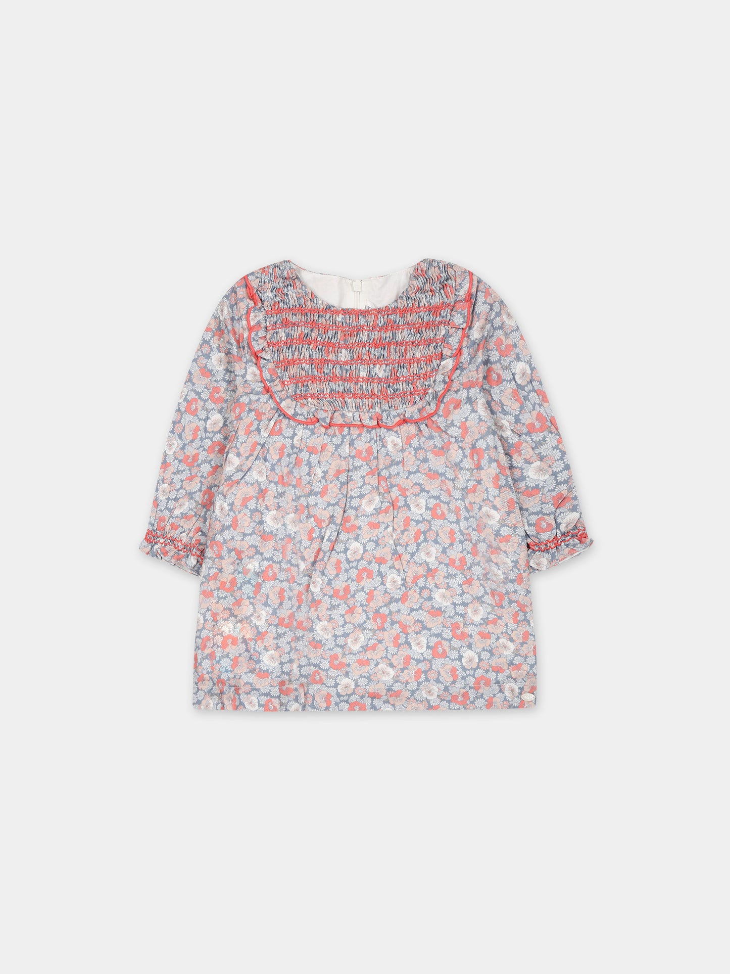 Vestito blu per neonata con stampa floreale,Tartine Et Chocolat,TX30071-34