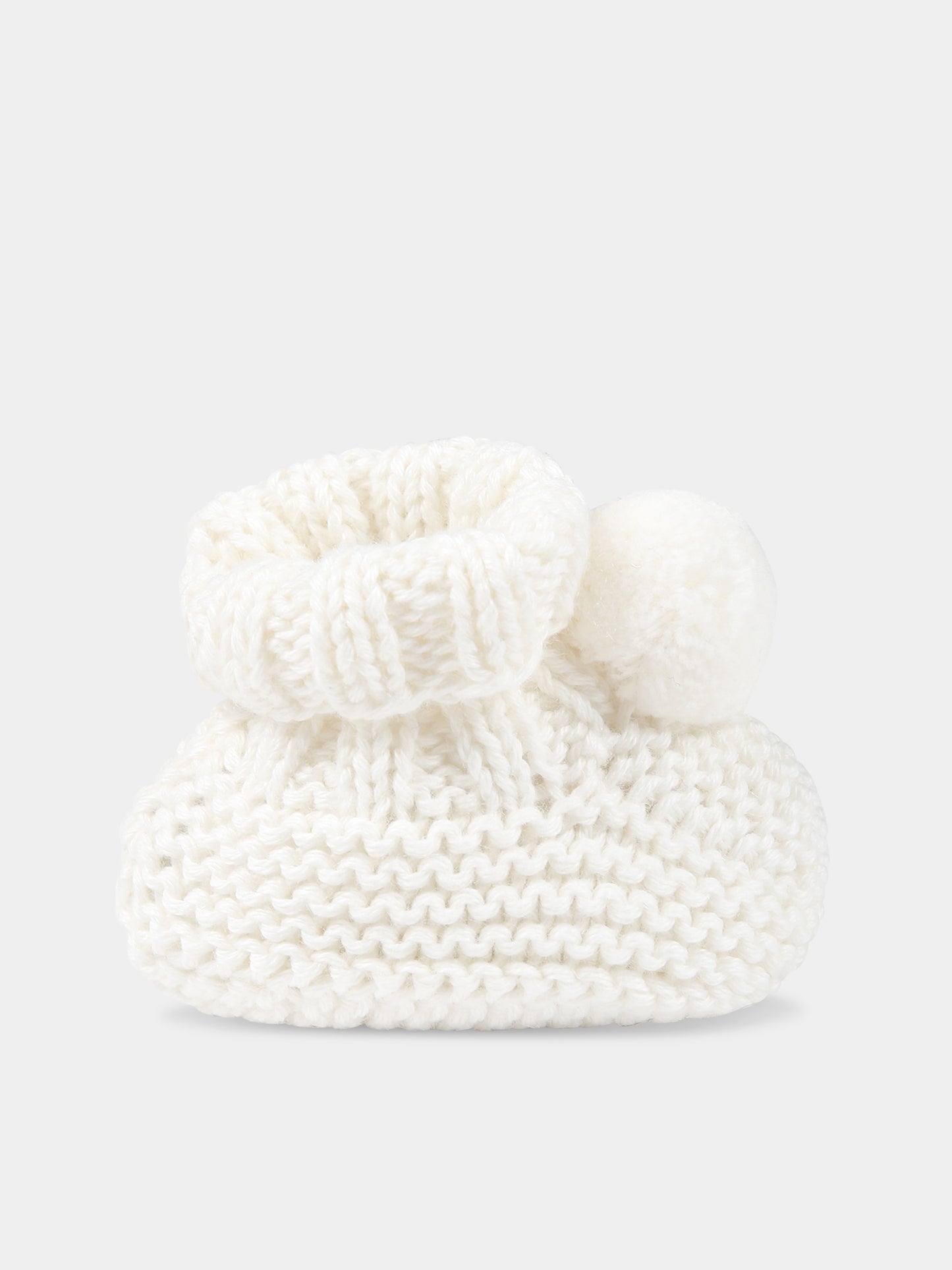 Babbucce avorio per neonati con pom pon,Tartine Et Chocolat,TX89000-13