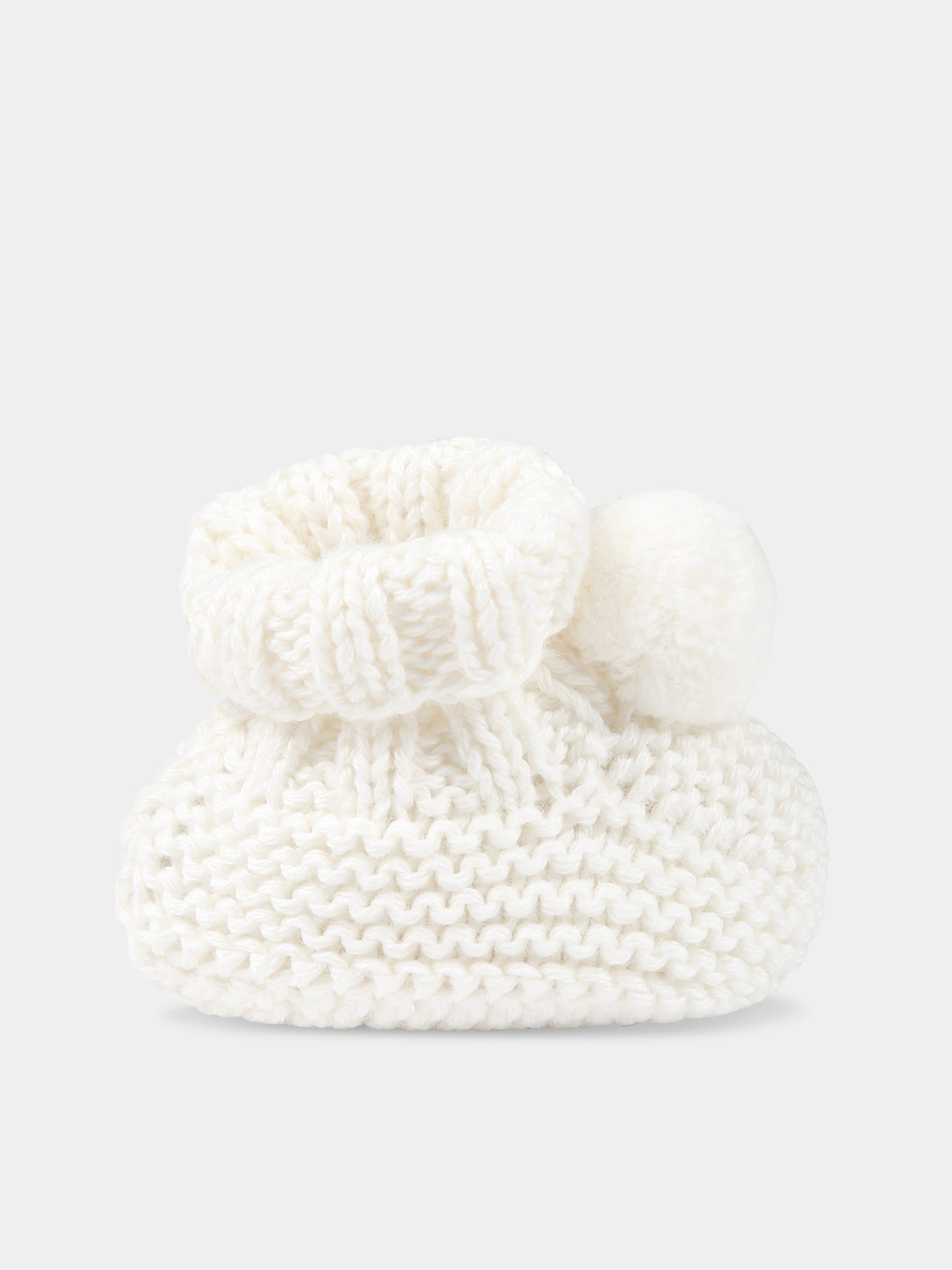 Babbucce avorio per neonati con pom pon,Tartine Et Chocolat,TX89000-13