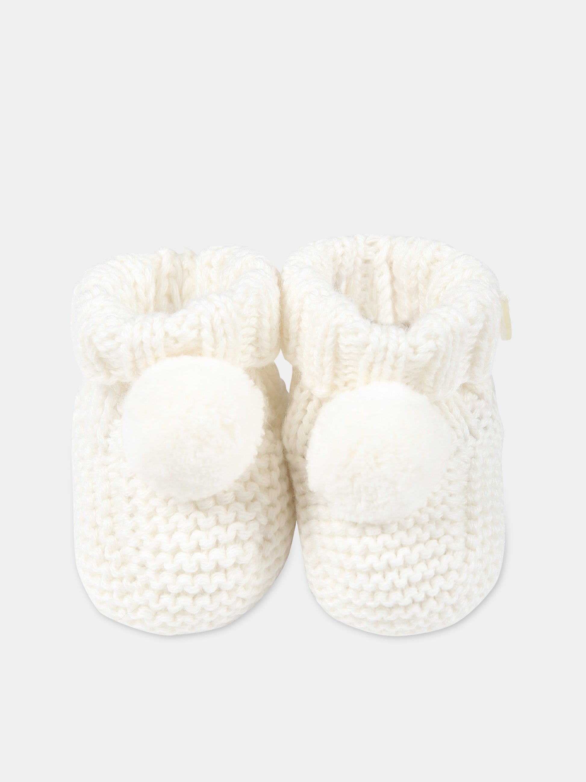 Babbucce avorio per neonati con pom pon,Tartine Et Chocolat,TX89000-13